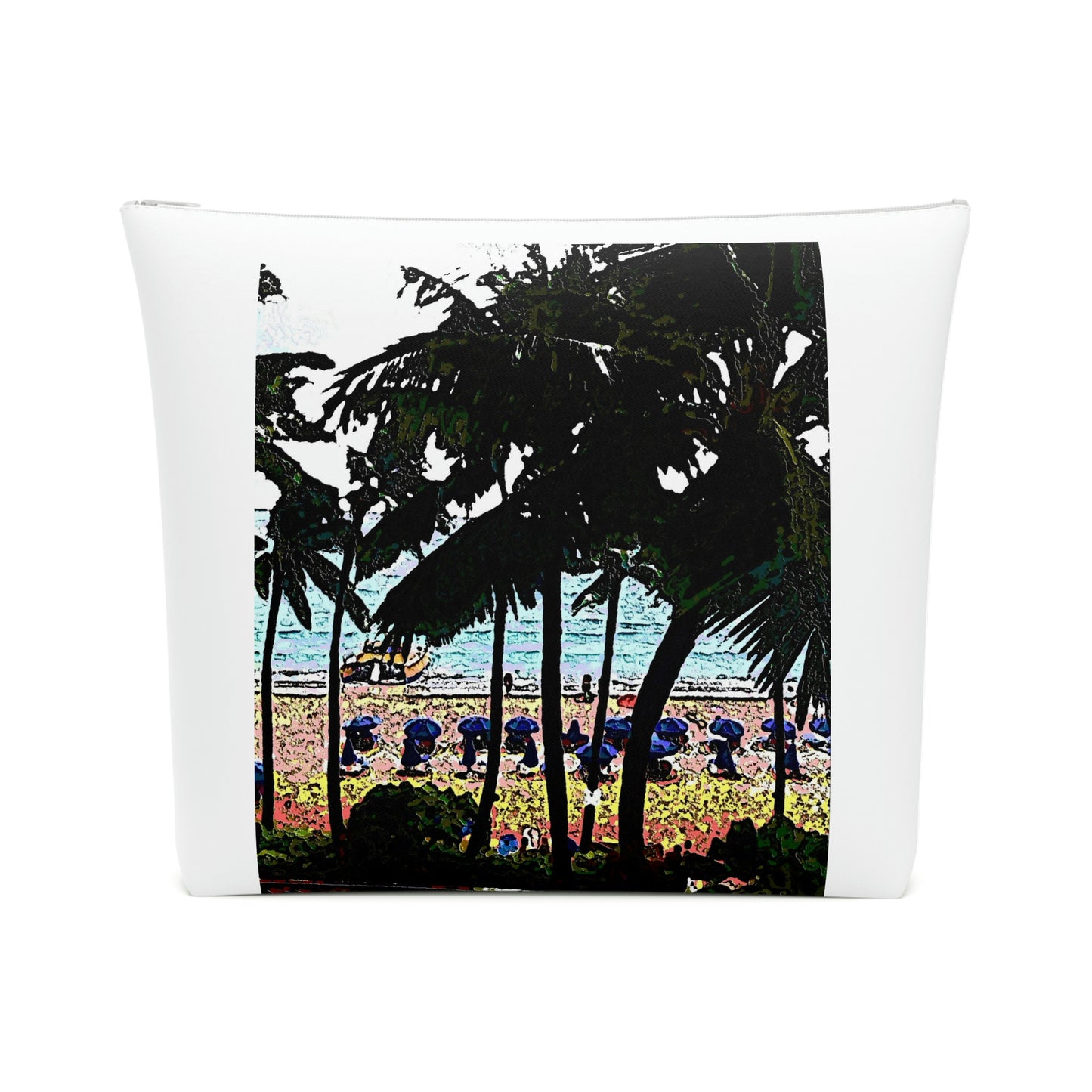 Cotton Cosmetic Bag ... "A Beautiful Beach Amongst The Palms" ... The Outrigger Waikiki, Honolulu, Oahu ... Original Works ...
