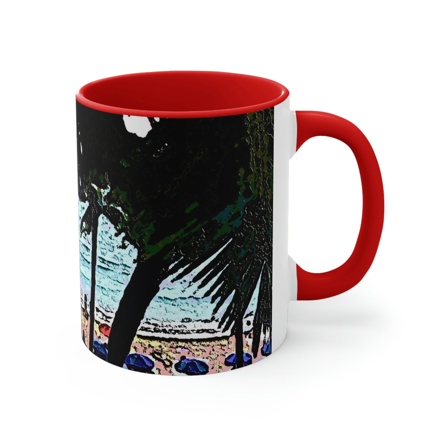 Accent Coffee Mug, 11oz ... "A Beautiful Beach Amongst The Palms" ... The Outrigger Waikiki, Honolulu, Oahu ... Original Works ...