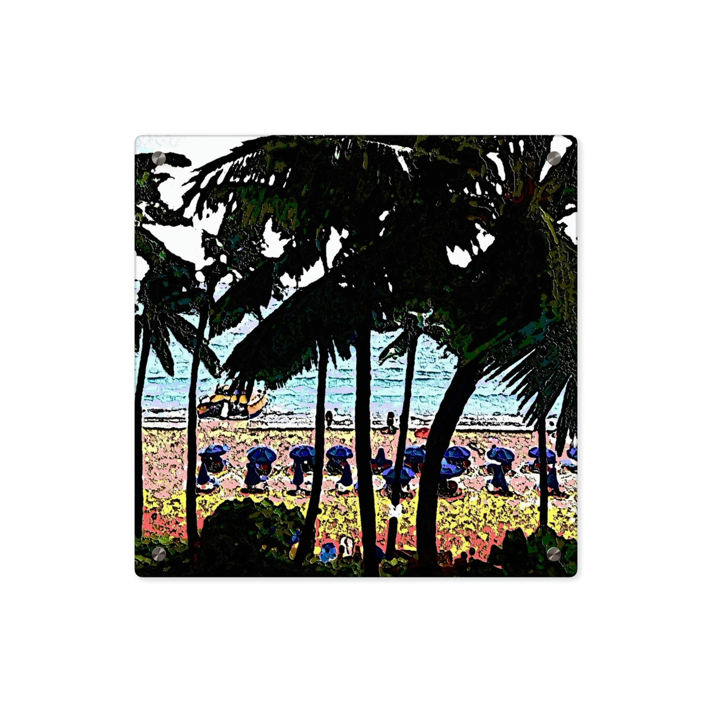 Acrylic Wall Art Panels ... "A Beautiful Beach Amongst The Palms" ... The Outrigger Waikiki, Honolulu, Oahu ... Original Works ...