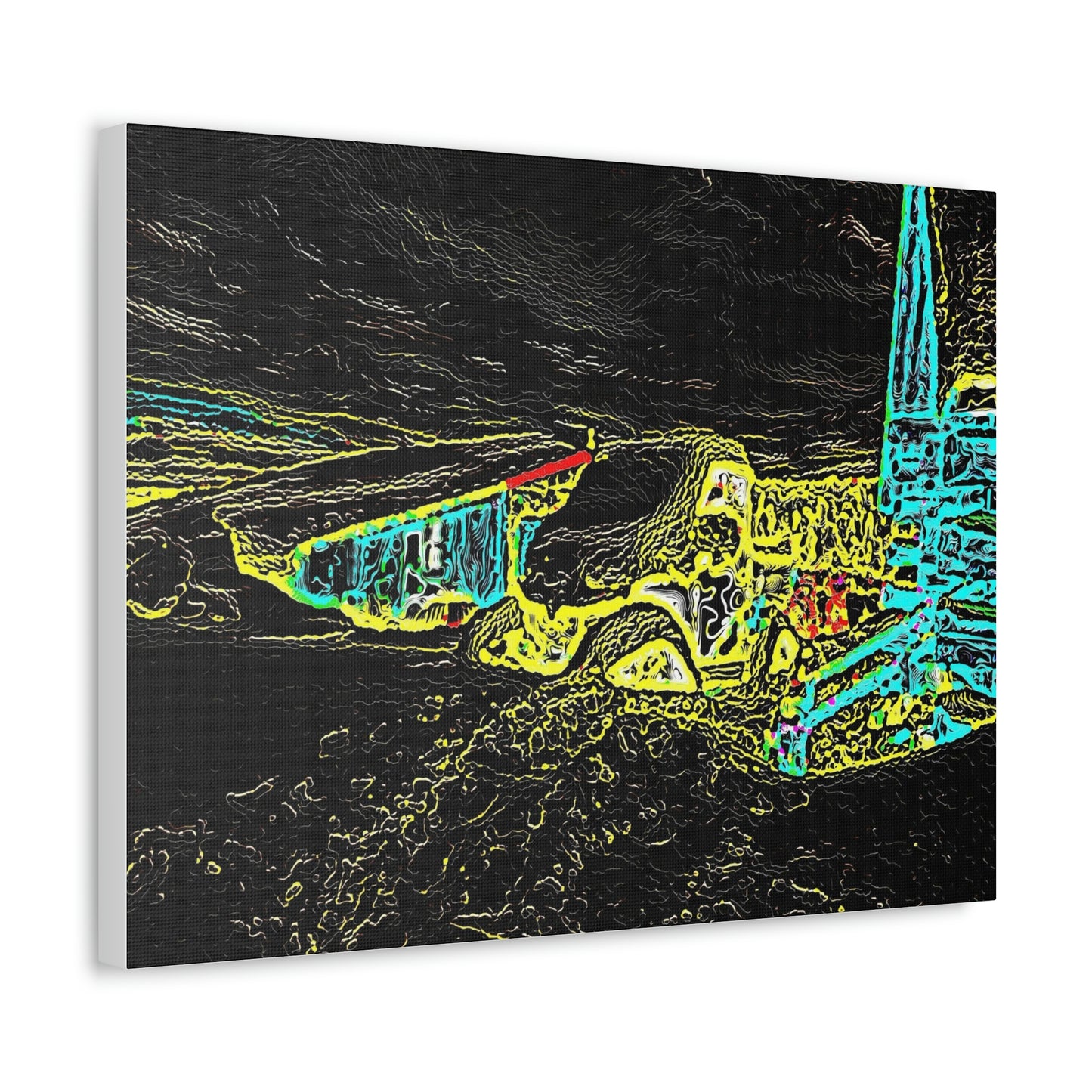 Satin Canvas, Stretched ... "Snow Vehicle In Snow Storm At-Rest" ... Circa 12Mar23 ... Central Idaho ... 18-Hours Rendering Time: Original Works ...