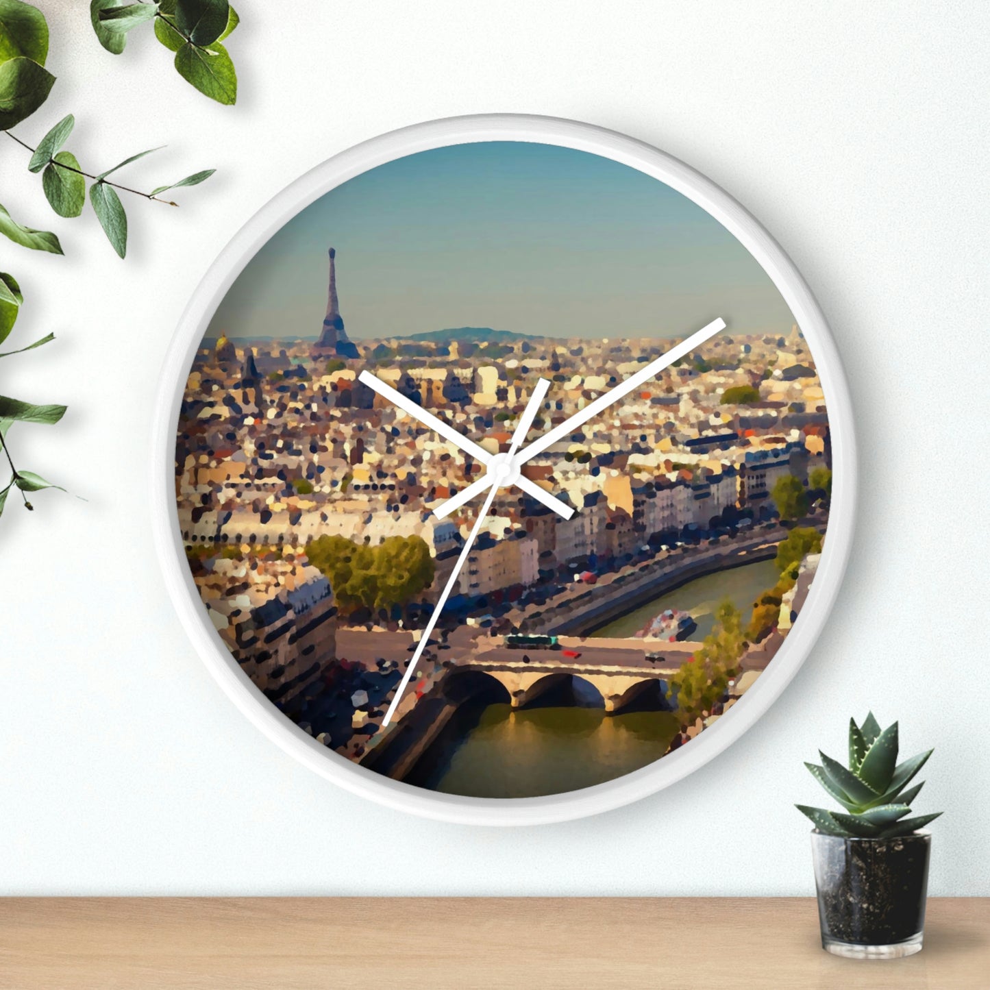 Wall clock ... Au Paris ... "Along The River Seine" ... Barbara Joan Bonnel-Holt: 1972 ... Original Works ...