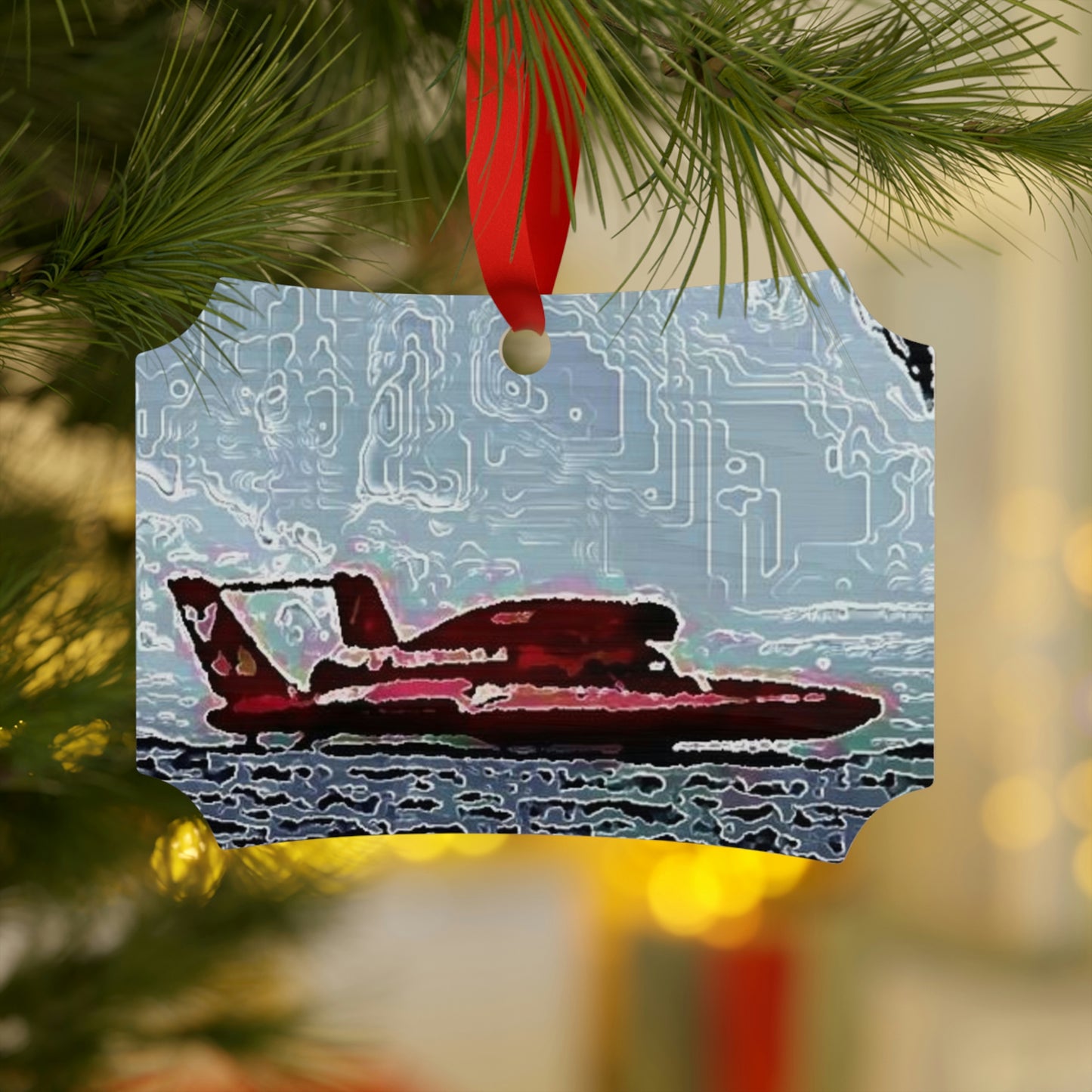 Plywood Ornaments (Round, Berlin) ... Seattle Columbia Cup On Lake Washington ... "Dave Wilcox Heads For The Win" ... Associate Gift-Photo ... Original Works ...