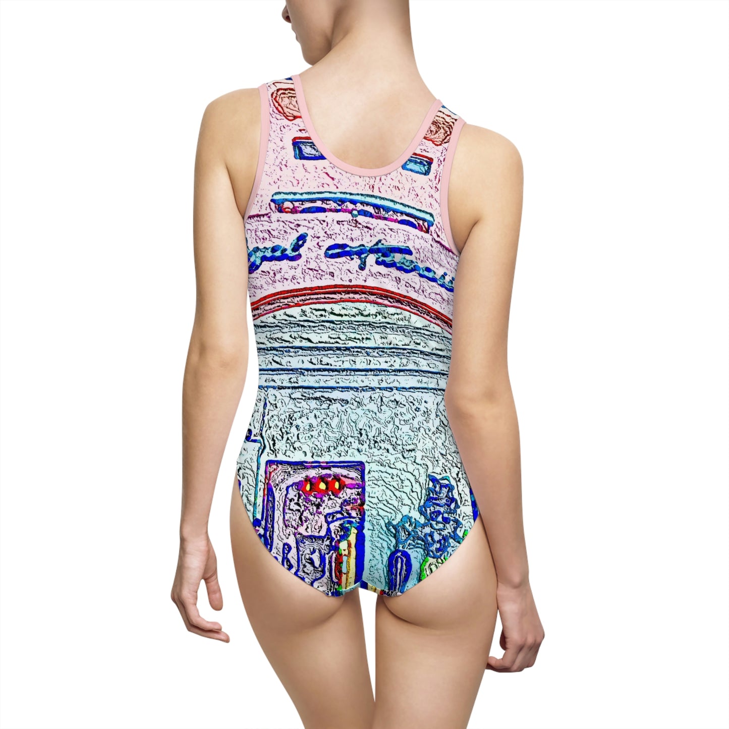 Women's Classic One-Piece Swimsuit ... "La Grande Entree" At: 'The Pink Palace' ... The Royal Hawai'ian ... Honolulu, HI ... '27Oct2014' ... Original Works ...