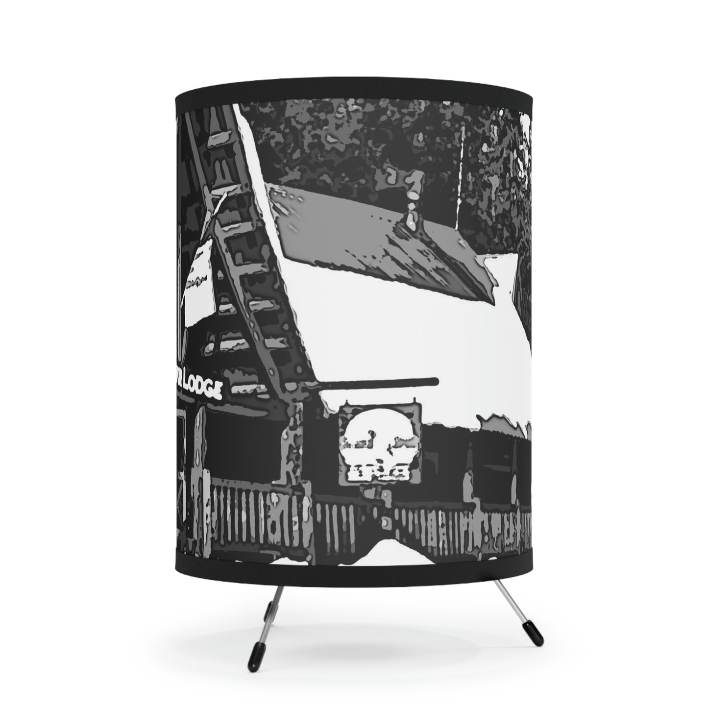 Tripod Lamp with High-Res Printed Shade, US\CA plug ... A Beautiful Lodge & Back-Country Outfitter In A Mountain Town ... 'Dixie, Idaho, November 2022' ... Original Works ...