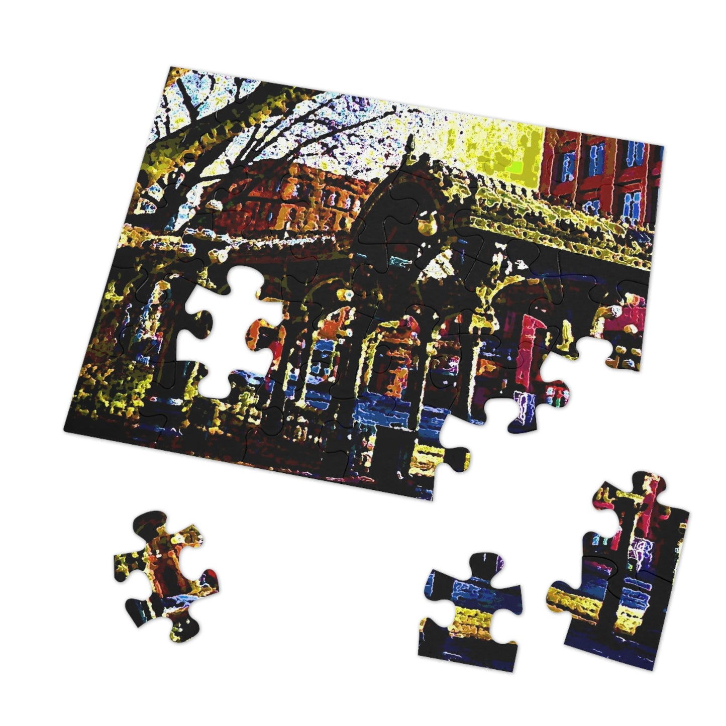 Jigsaw Puzzle (30, 110, 252, 500,1000-Piece) ... A Very Fine Place To Meet ... To Catch The Bus ... 'To Find A Friend' .. Just-To-Hangout ... Dr FJHolt Base Photo ... Original Works ...