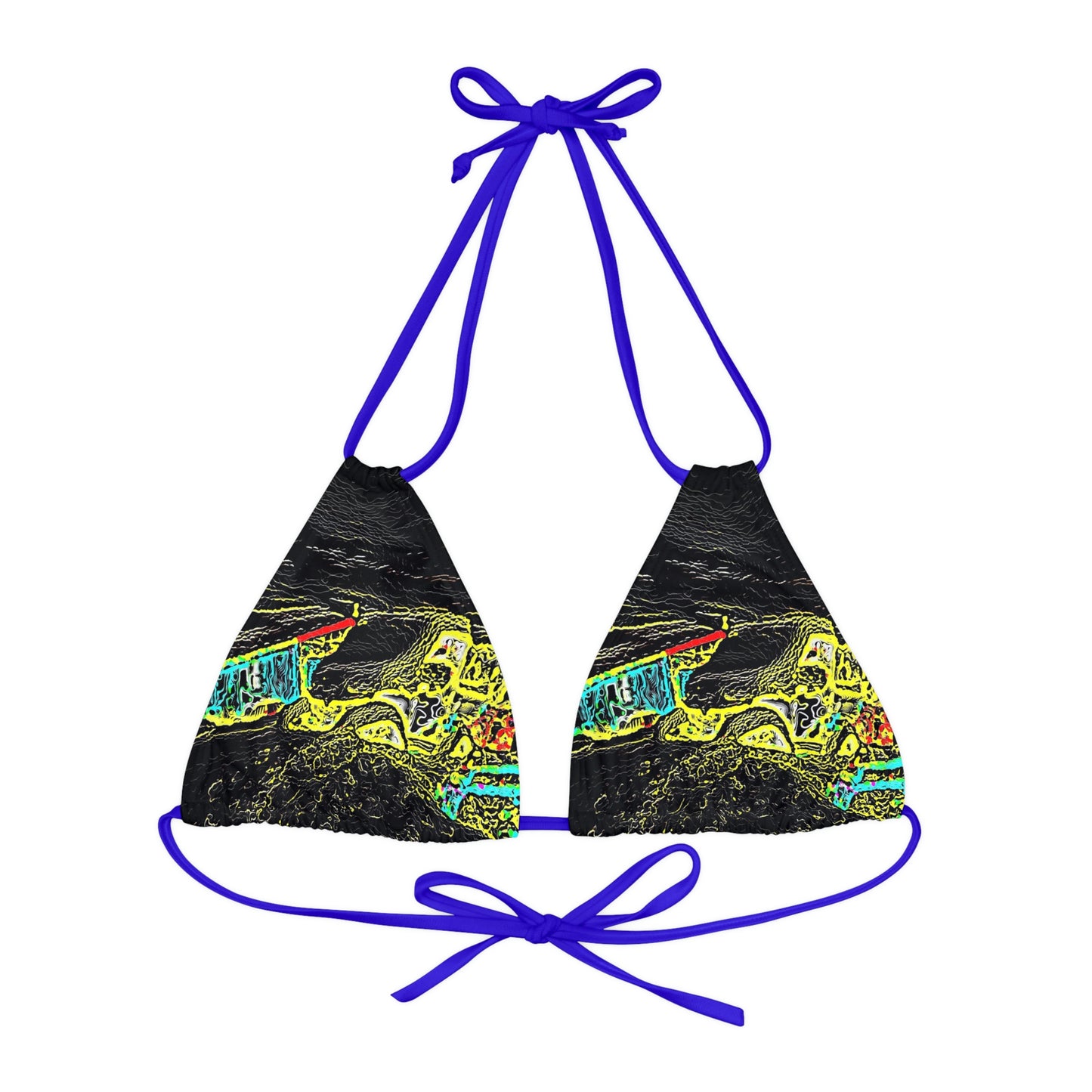 Strappy Triangle Bikini Top (AOP) ... "Snow Vehicle In Snow Storm At-Rest" ... Circa 12Mar23 ... Central Idaho ... 18-Hours Rendering Time: Original Works ...