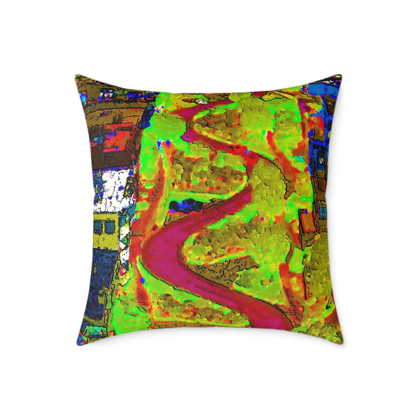 Spun Polyester Pillow ... A Crazy Street ... 'Eight Winding Curve-Switchbacks' ... "Lombard Street, San Francisco, CA' ... Family Archives: 1970's ... Original Works ...