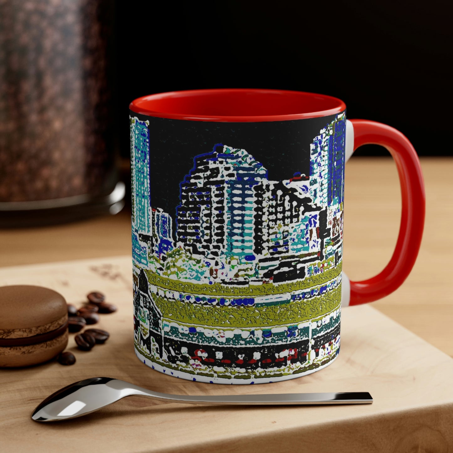 Accent Coffee Mug, 11oz ... That Classic Wheel ... 'Seattle's Wheel' ... & An Old Classic Waterside Vendors ...  'Family Archives' ... Original Works ...