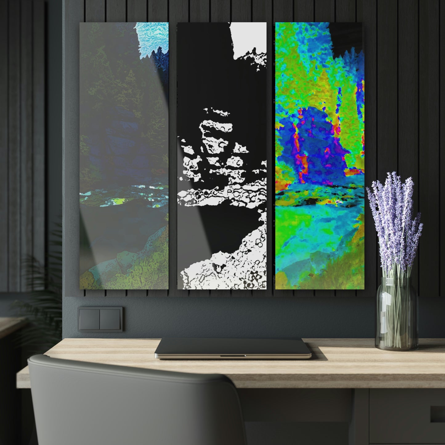 Acrylic Prints (Triptych) ...  "I Am Innocent" ... Tricky-Dick Immortalized ... Nixon Rock: Along The River ... Central Idaho, Summer 2020 ... Original Works ...