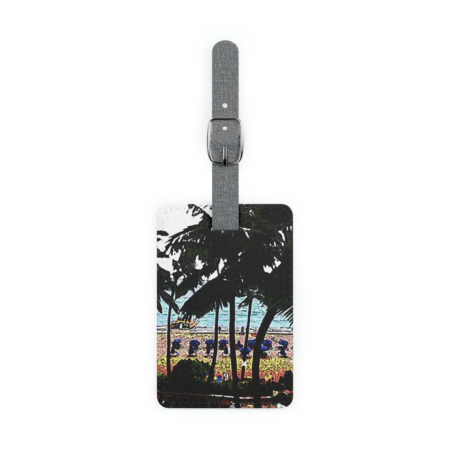 Saffiano Polyester Luggage Tag, Rectangle ... "A Beautiful Beach Amongst The Palms" ... The Outrigger Waikiki, Honolulu, Oahu ... Original Works ...