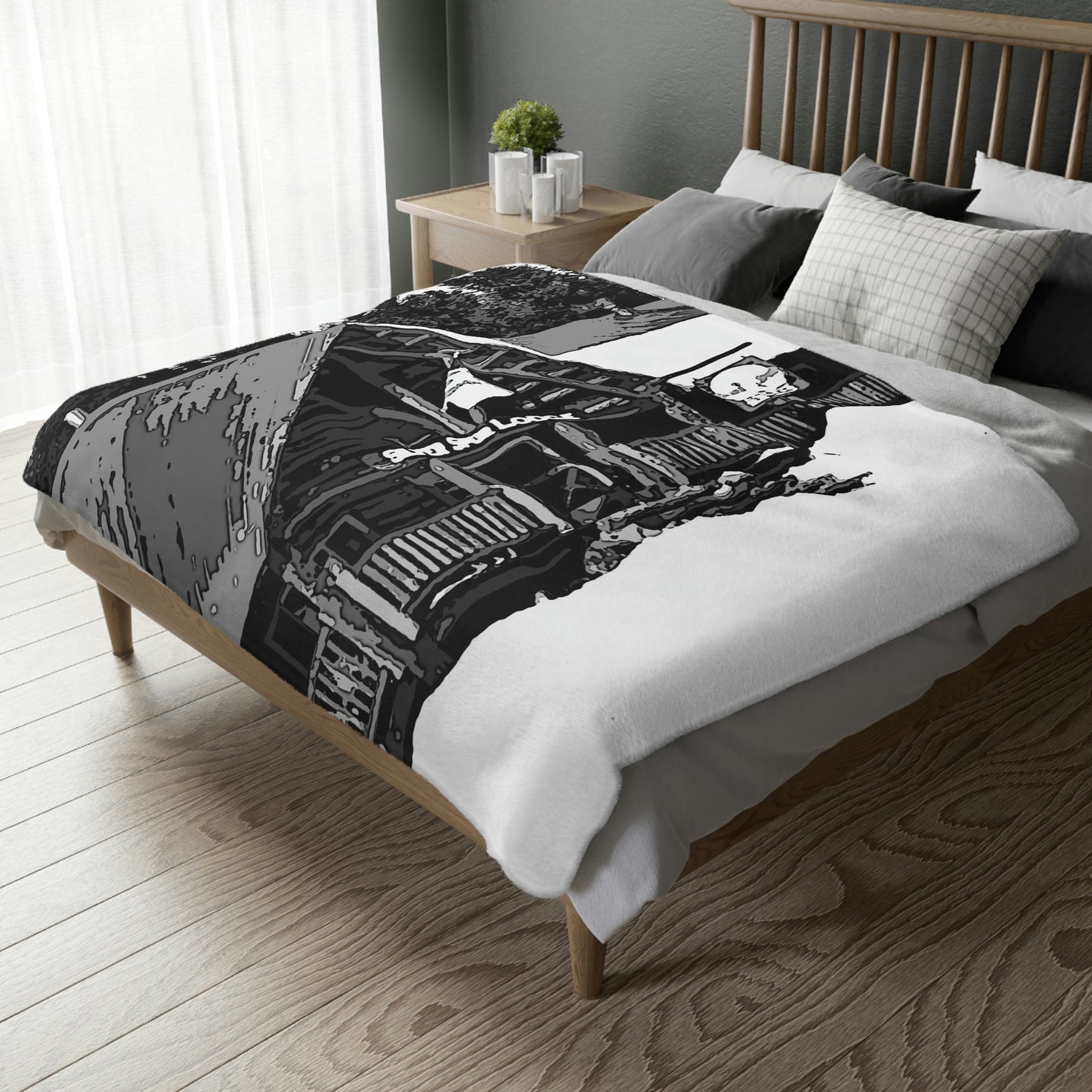 Velveteen Minky Blanket (Two-sided print) ... A Beautiful Lodge & Back-Country Outfitter In A Mountain Town ... 'Dixie, Idaho, November 2022' ... Original Works ...