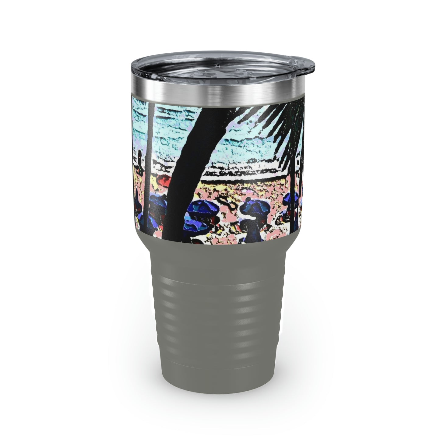 Ringneck Tumbler, 30oz ... "A Beautiful Beach Amongst The Palms" ... The Outrigger Waikiki, Honolulu, Oahu ... Original Works ...