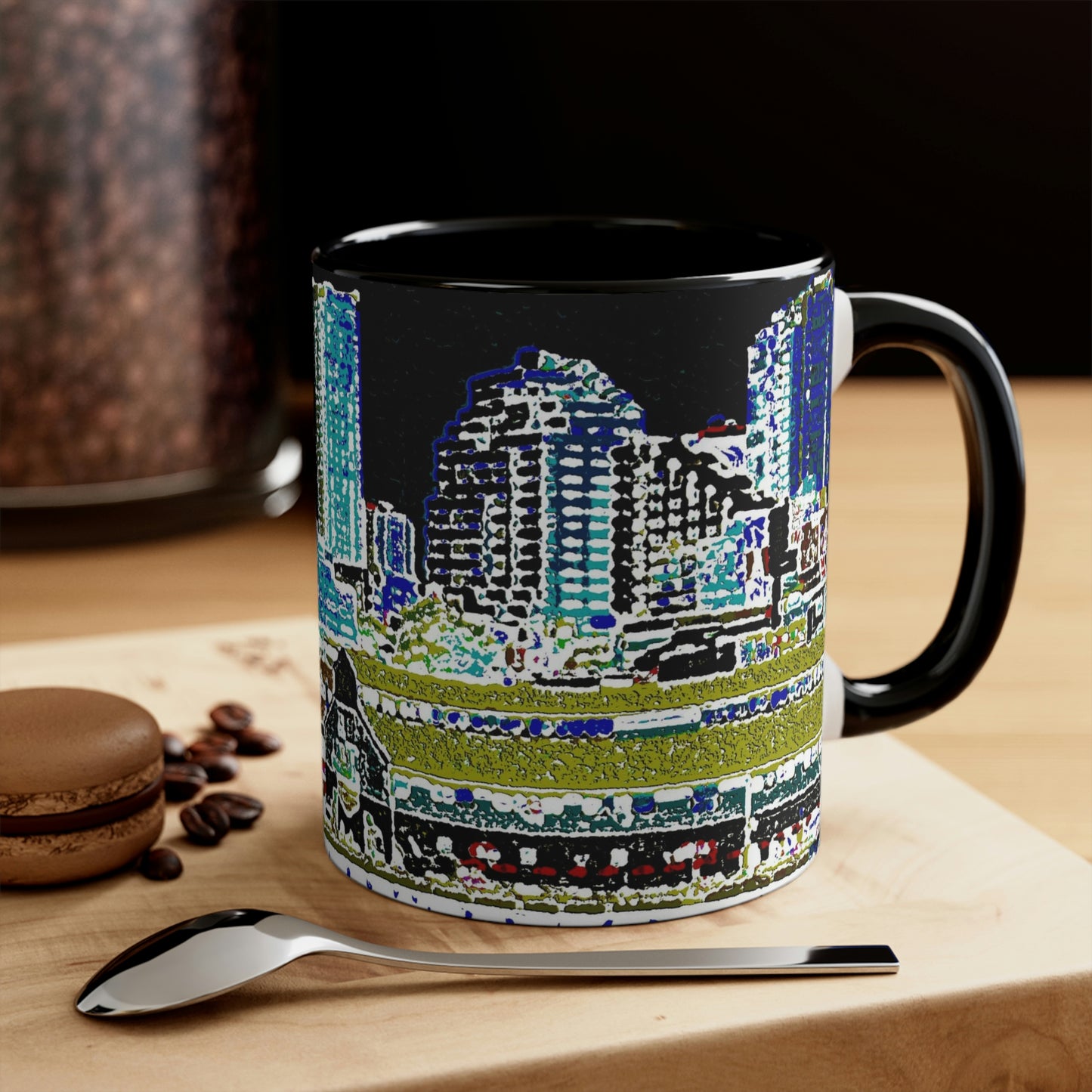 Accent Coffee Mug, 11oz ... That Classic Wheel ... 'Seattle's Wheel' ... & An Old Classic Waterside Vendors ...  'Family Archives' ... Original Works ...