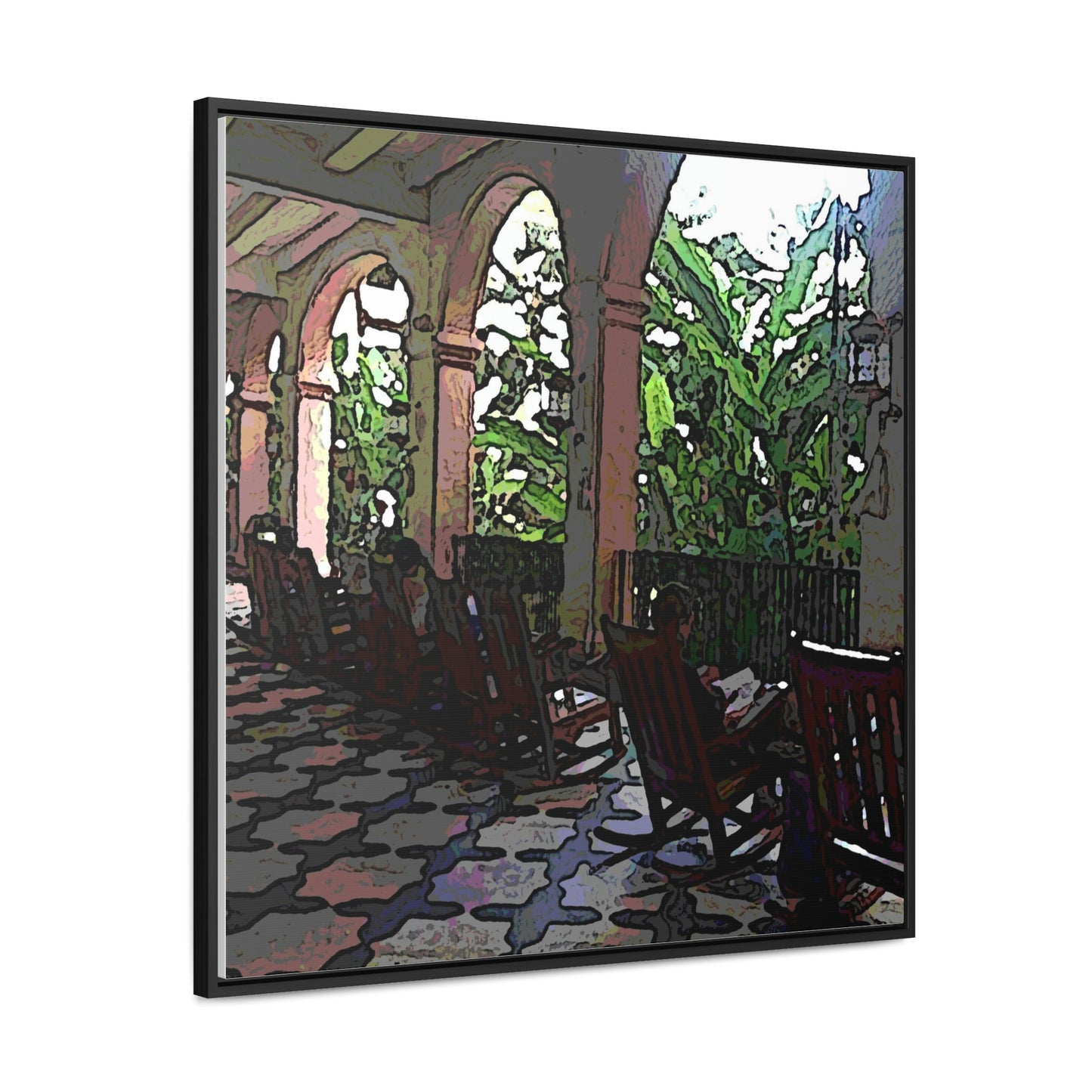 Gallery Canvas Wraps, Square Frame ...  Lanai & Rocking Chairs At: 'The Pink Palace' ... The Royal Hawai'ian ... Honolulu, HI ... '27Oct2014' ... Original Works ...