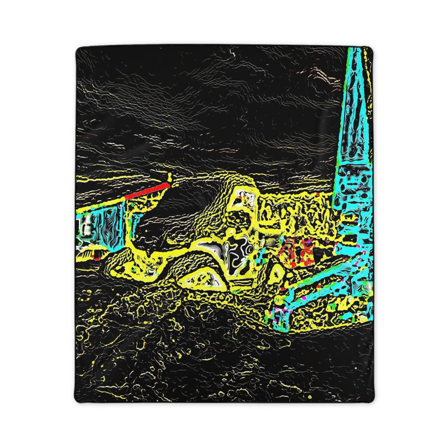 Polyester Blanket ...  "Snow Vehicle In Snow Storm At-Rest" ... Circa 12Mar23 ... Central Idaho ... 18-Hours Rendering Time: Original Works ...