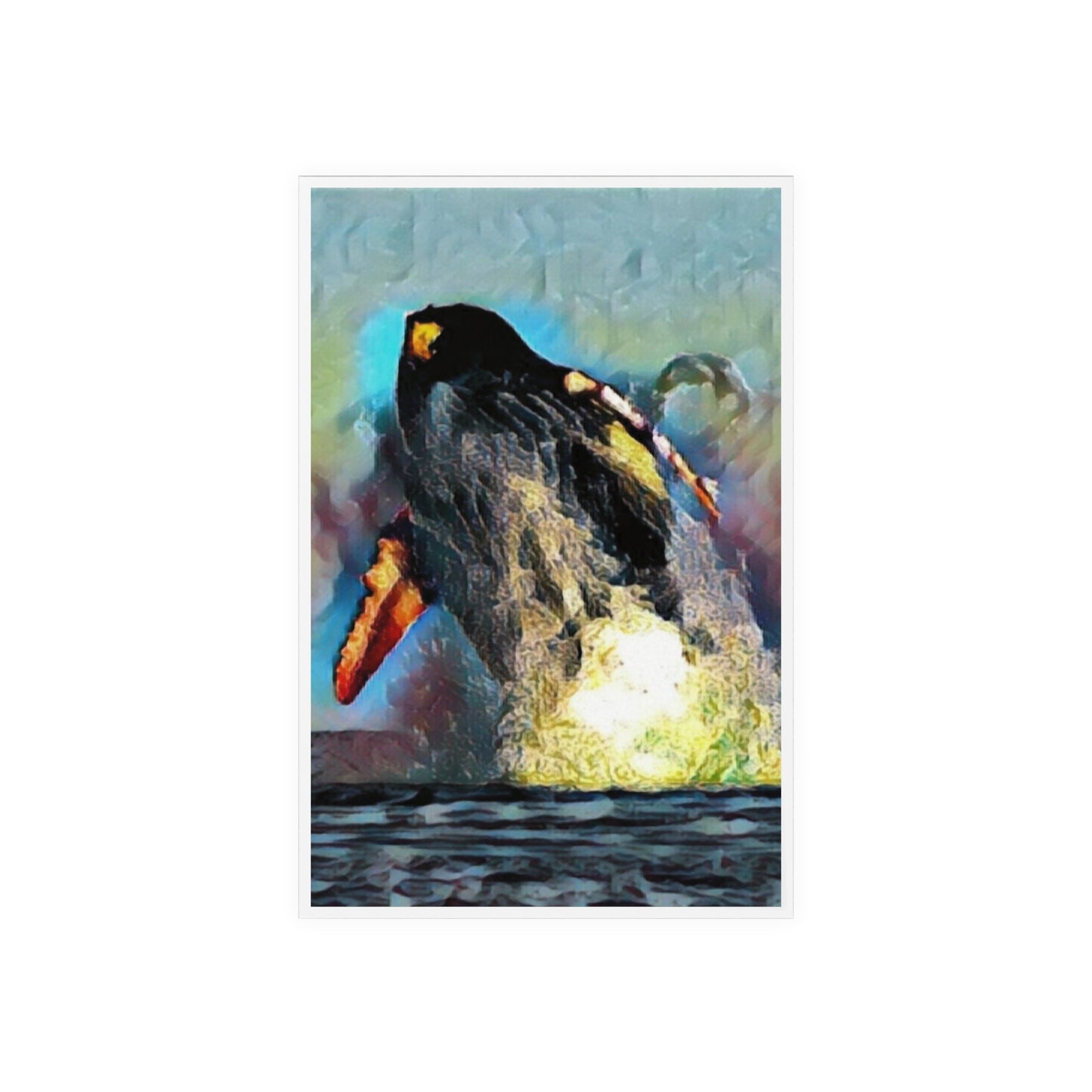 Acrylic Sign with Wooden Stand ... An Extraordinary Humpback Breach ... 'With Explosive Energy' ... Family Archives (KPH) ... Circa: 21st Century. Maui, HI ... Original Works ...