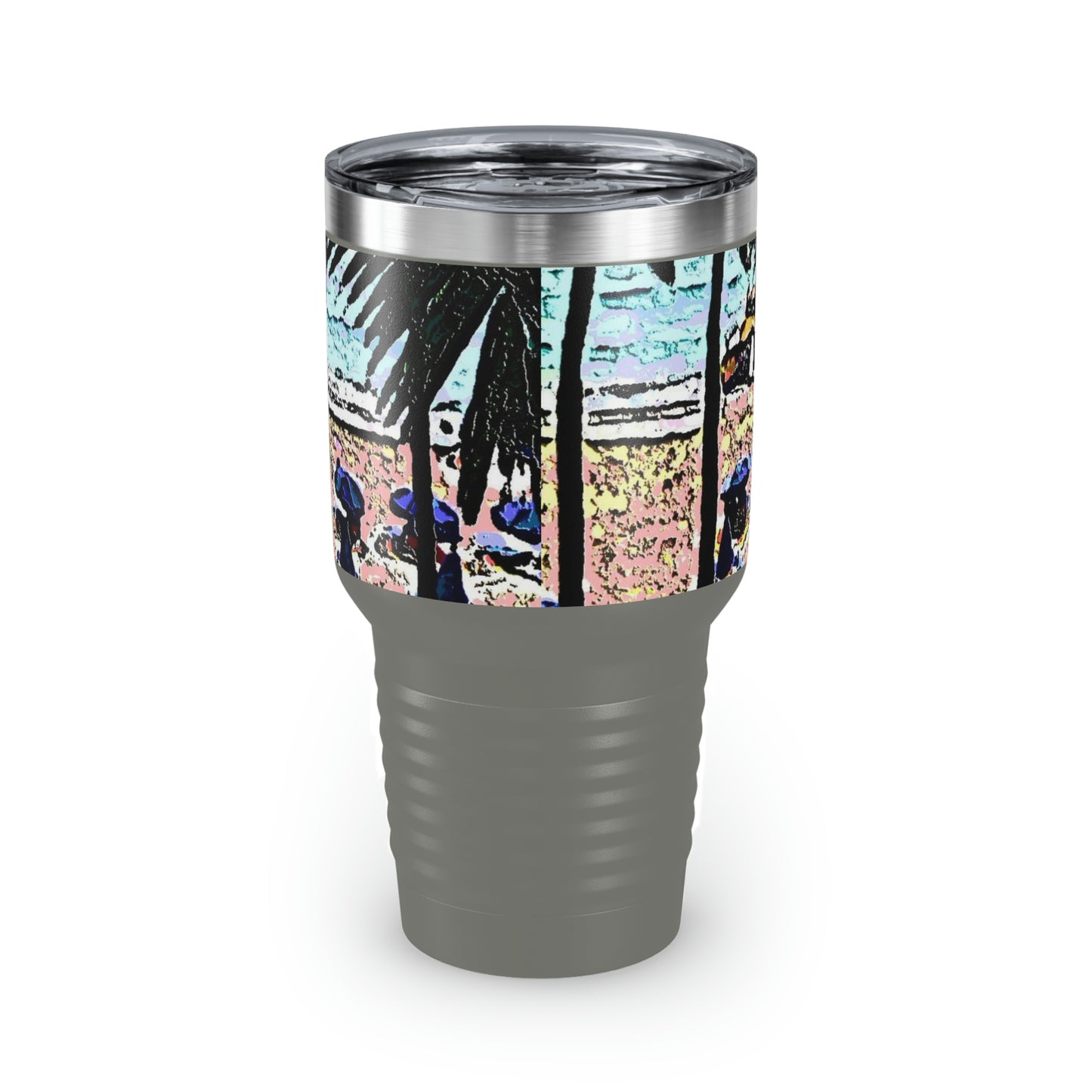 Ringneck Tumbler, 30oz ... "A Beautiful Beach Amongst The Palms" ... The Outrigger Waikiki, Honolulu, Oahu ... Original Works ...