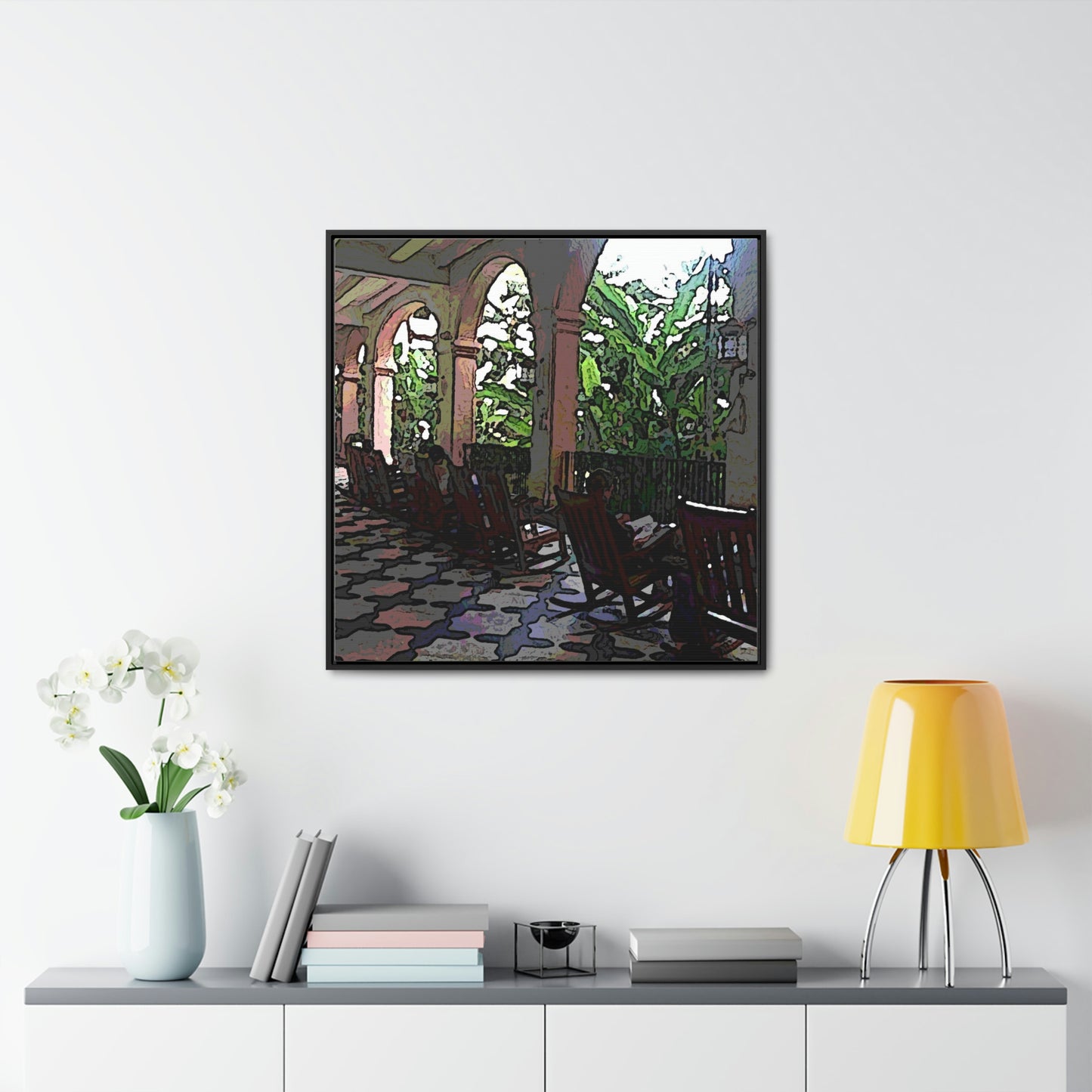 Gallery Canvas Wraps, Square Frame ...  Lanai & Rocking Chairs At: 'The Pink Palace' ... The Royal Hawai'ian ... Honolulu, HI ... '27Oct2014' ... Original Works ...