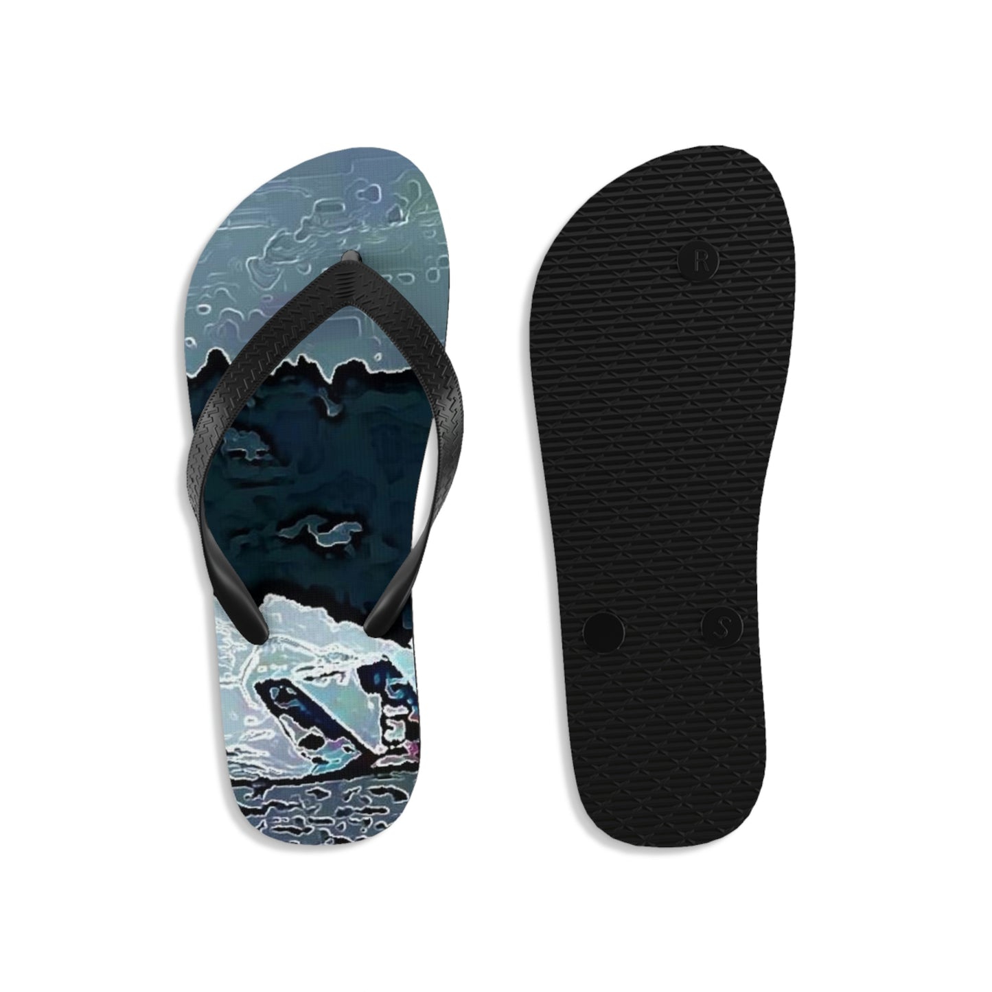 Unisex Flip-Flops ...  Seattle Columbia Cup On Lake Washington ... "Dave Wilcox Heads For The Win" ... Associate Gift-Photo ... Original Works ...