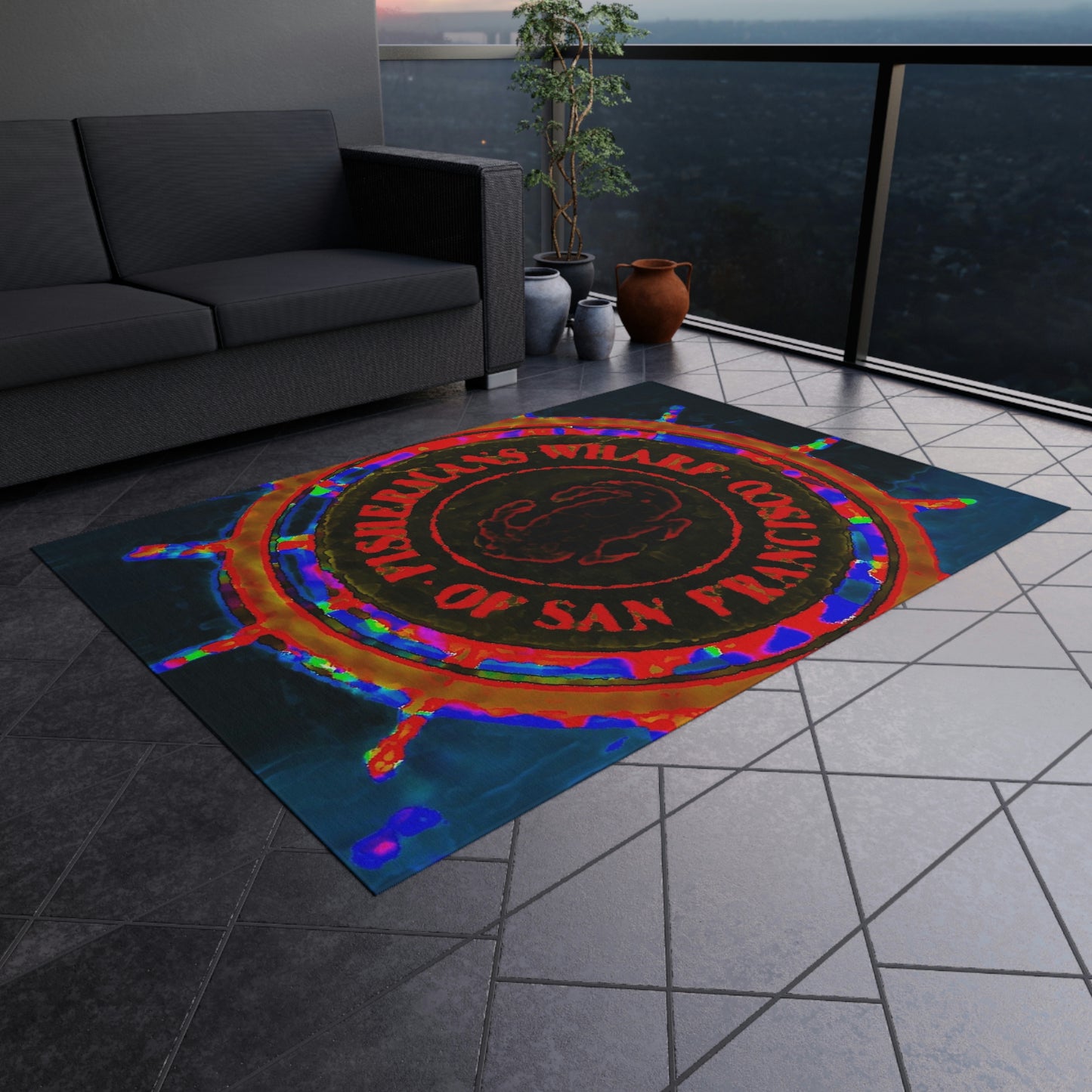 Outdoor Rug ...  "No.9 Fishermen's Grotto - Fishermen's Wharf, SF, California" ... Family Archives: 1970's ... Original Works ...