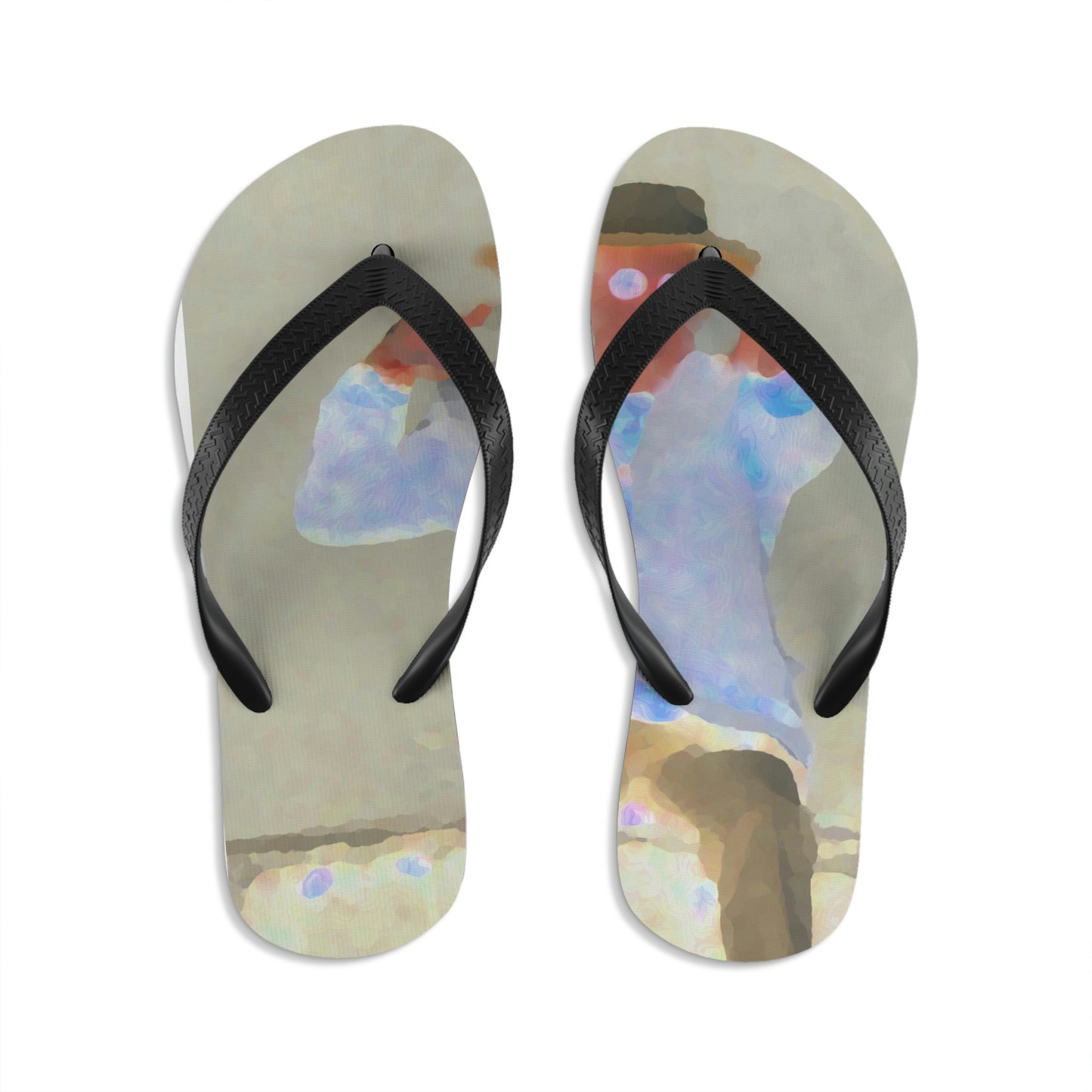 Unisex Flip-Flops ... "Here's To You Friends & Associates" ... Geting-Er-Done ... Idaho / Washington Border (Lewiston, ID - Clarkston, WA) ... Original Works: Rendering Time: 8 Hours ...