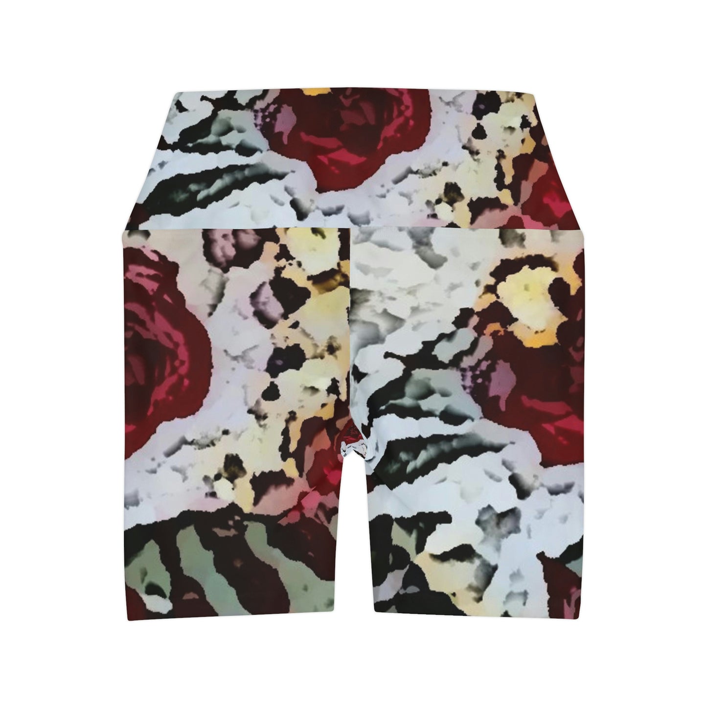 High Waisted Yoga Shorts ... "A Friendly Flower" ... Pointsettia 'Pointing' ... Original Works ... (Supplied Photograph) ...