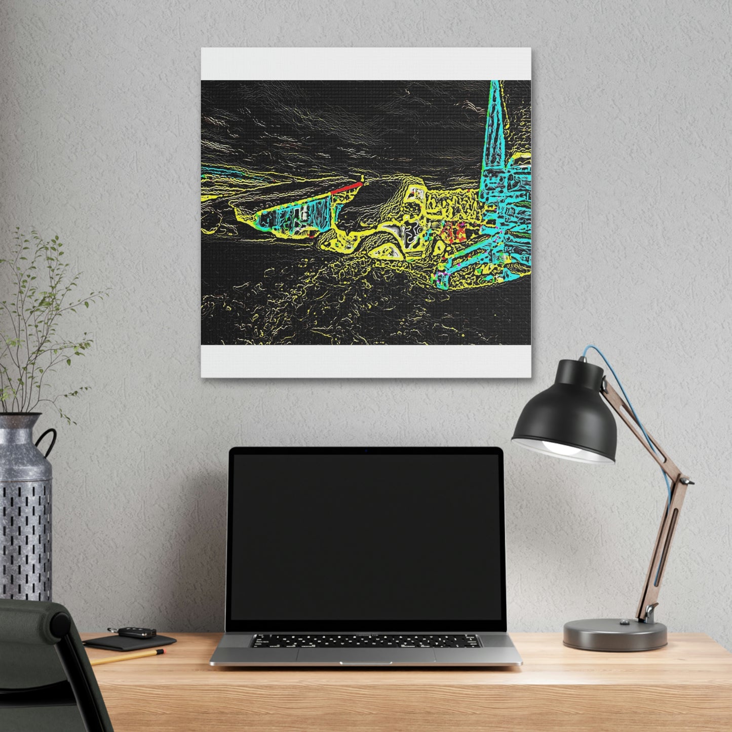 Polyester Canvas ... "Snow Vehicle In Snow Storm At-Rest" ... Circa 12Mar23 ... Central Idaho ... 18-Hours Rendering Time: Original Works ...