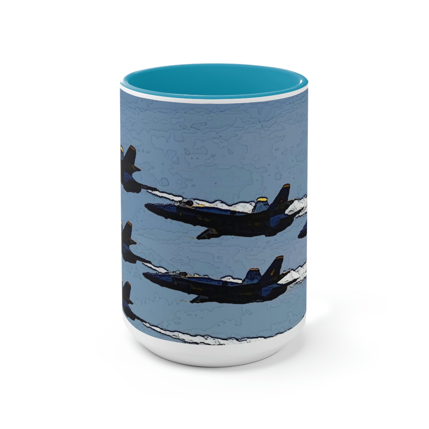 Two-Tone Coffee Mugs, 15oz ... Seattle Seafair ..."Blue Angels Run Over Lake Washington" ... Circa Mid 1980's ... Dr FJ Holt ... Original Works ...
