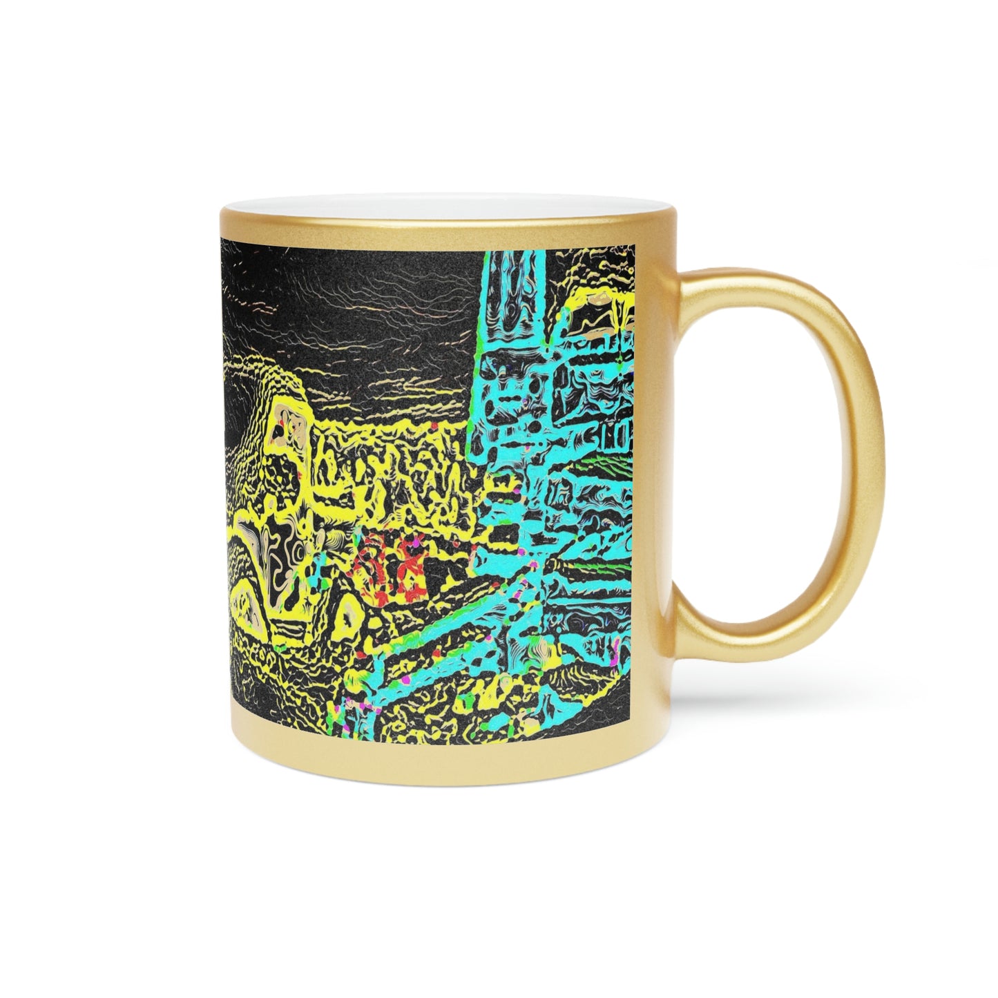 Metallic Mug (Silver\Gold) ... "Snow Vehicle In Snow Storm At-Rest" ... Circa 12Mar23 ... Central Idaho ... 18-Hours Rendering Time: Original Works ...