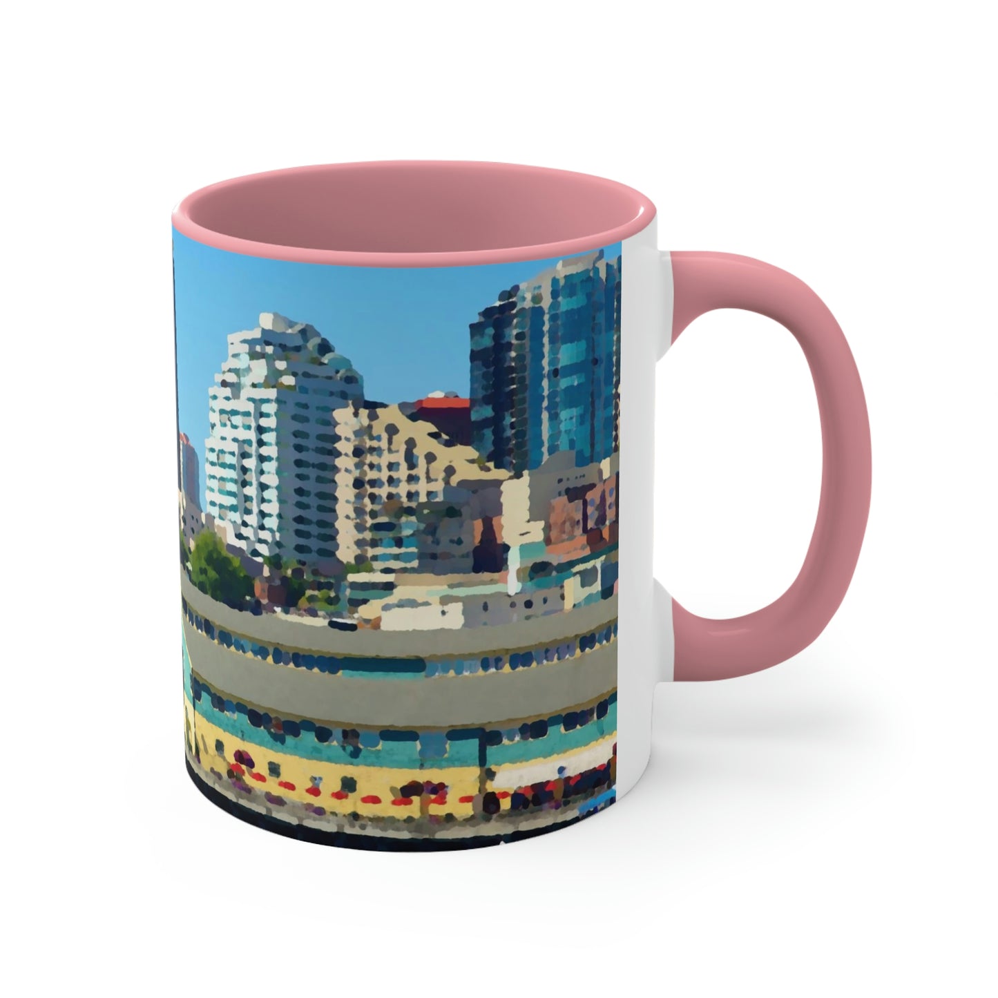 Accent Coffee Mug, 11oz ... That Classic Wheel ... 'Seattle's Wheel' ... & Old Classic Waterside Vendors ...  'Family Archives' ... Original Works ...