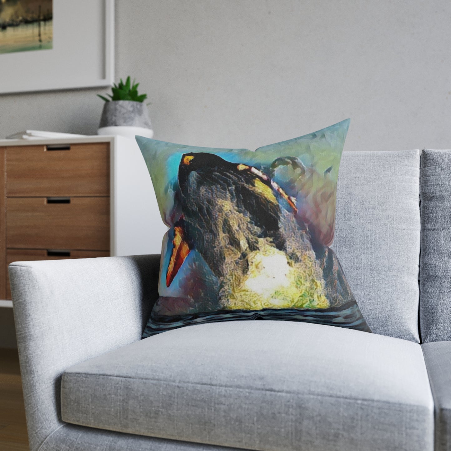 Square Pillow ... An Extraordinary Humpback Breach ... 'With Explosive Energy' ... Family Archives (KPH) ... Circa: 21st Century. Maui, HI ... Original Works ...