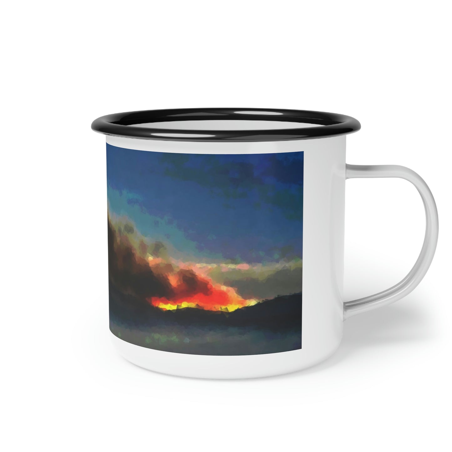 Enamel Camp Cup ... "Fire ... Fire -On-The-Mountain ... Fire ... Fire-On-The-Mountain."