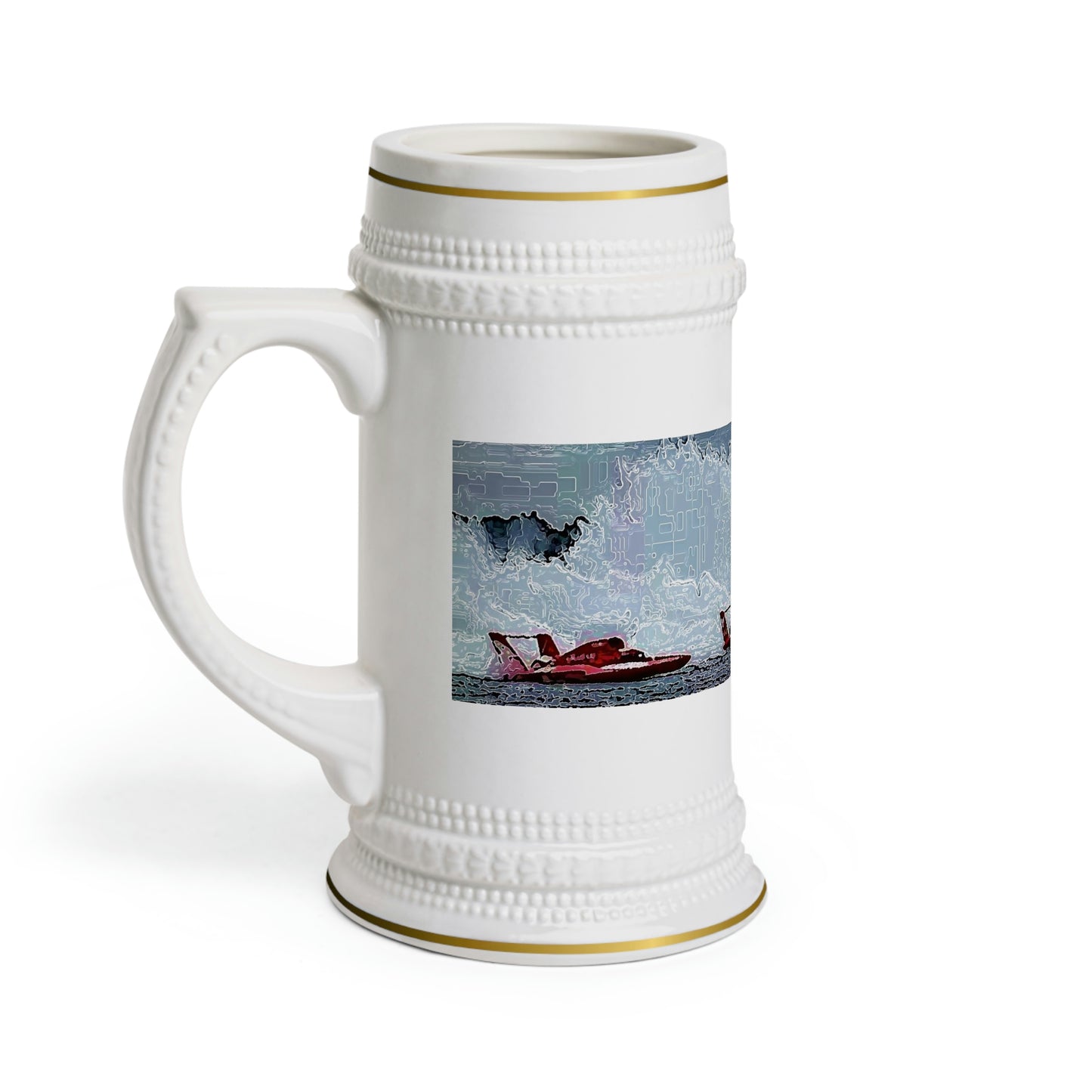 Beer Stein Mug ... Seattle Columbia Cup On Lake Washington ... "Dave Wilcox Heads For The Win" ... Associate Gift-Photo ... Original Works ...