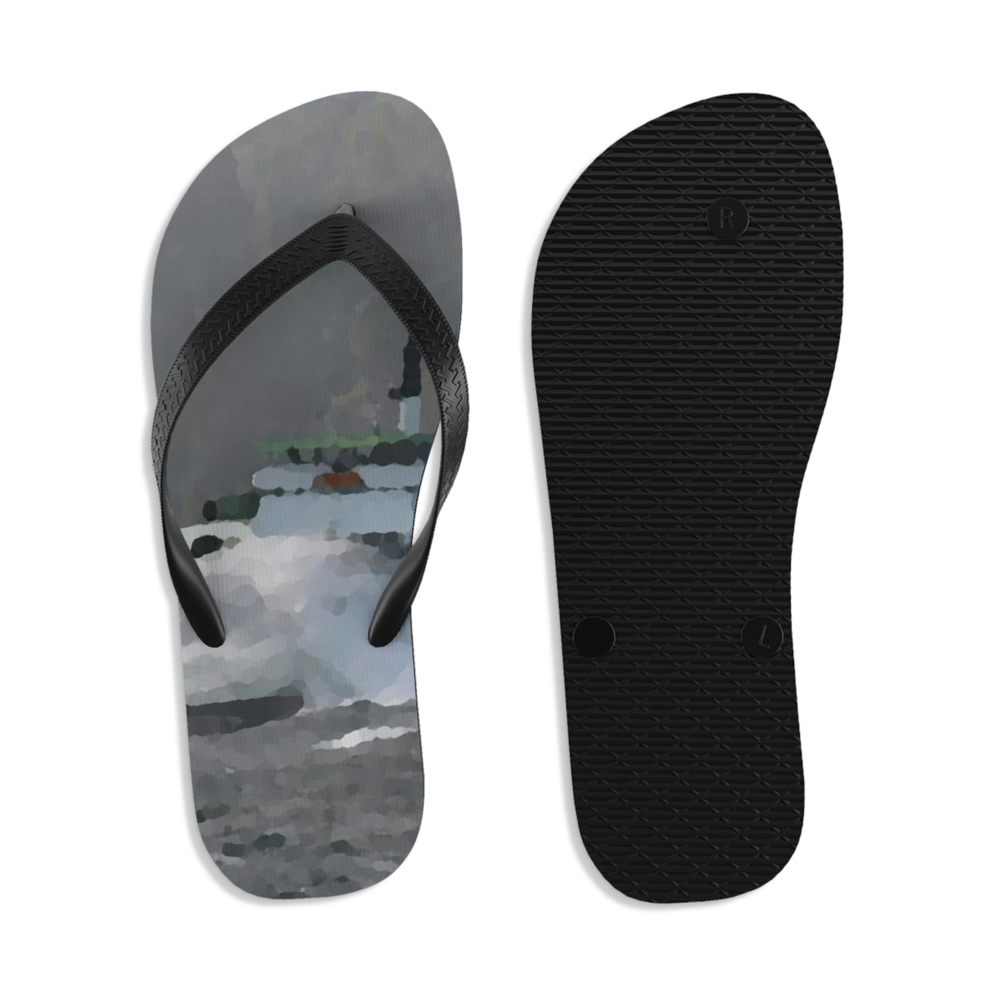 Unisex Flip-Flops ... WADOT Ferry Crossing ... "A Very Rough Day" ... Mulkiteo Route ... Family Archives ... Early 1990's' ... Original Works ...