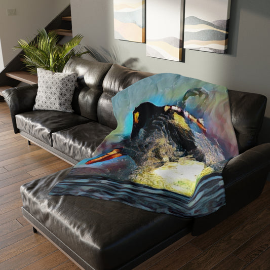 Velveteen Minky Blanket (Two-sided print) ... An Extraordinary Humpback Breach ... 'With Explosive Energy' ... Family Archives (KPH) ... Circa: 21st Century. Maui, HI ... Original Works ...