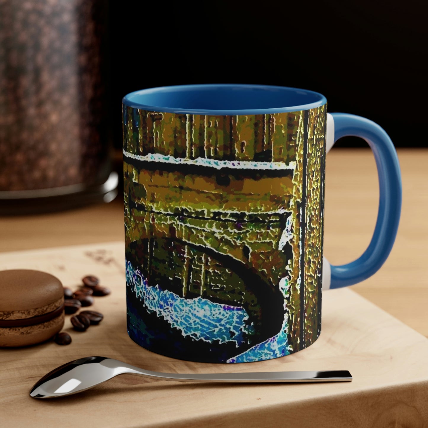 Accent Coffee Mug, 11oz ...  Walikng The Streets & Alleys ... 'Strolling The Canals ... '  ... Original Works  ...