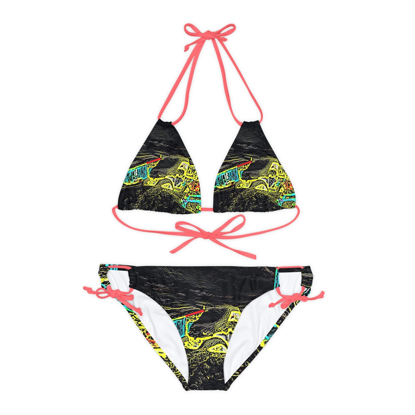 Strappy Bikini Set (AOP) ... "Snow Vehicle In Snow Storm At-Rest" ... Circa 12Mar23 ... Central Idaho ... 18-Hours Rendering Time: Original Works ...