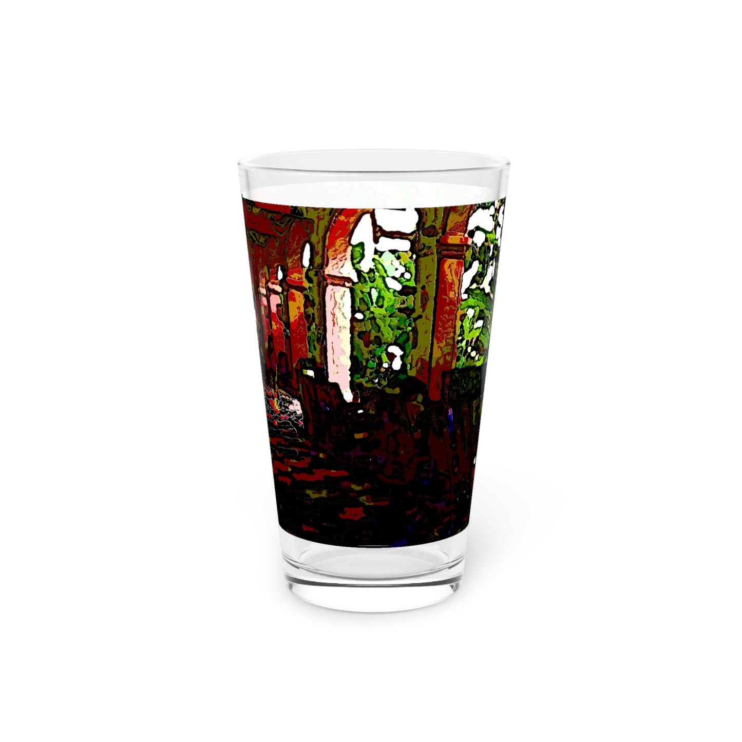 Pint Glass, 16oz ... Lanai & Rocking Chairs At: 'The Pink Palace' ... The Royal Hawai'ian ... Honolulu, HI ... '27Oct2014' ... Original Works ...