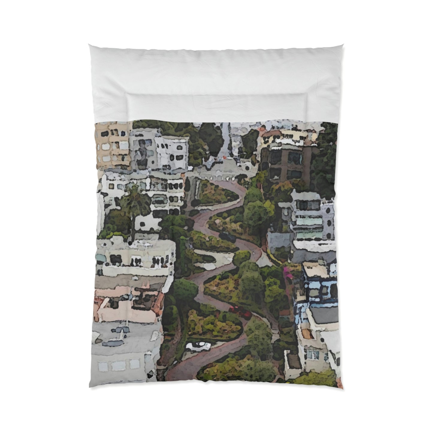 Comforter ... A Crazy Street ... 'Eight Winding Curve-Switchbacks' ... "Lombard Street, San Francisco, CA' ... Family Archives: 1970's ... Original Works ...