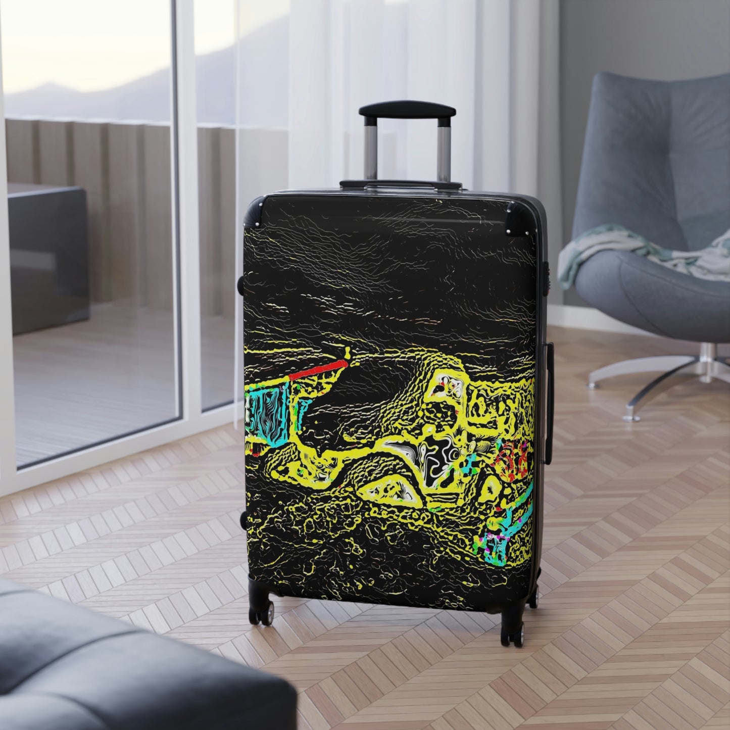 Suitcases ...  "Snow Vehicle In Snow Storm At-Rest" ... Circa 12Mar23 ... Central Idaho ... 18-Hours Rendering Time: Original Works ...