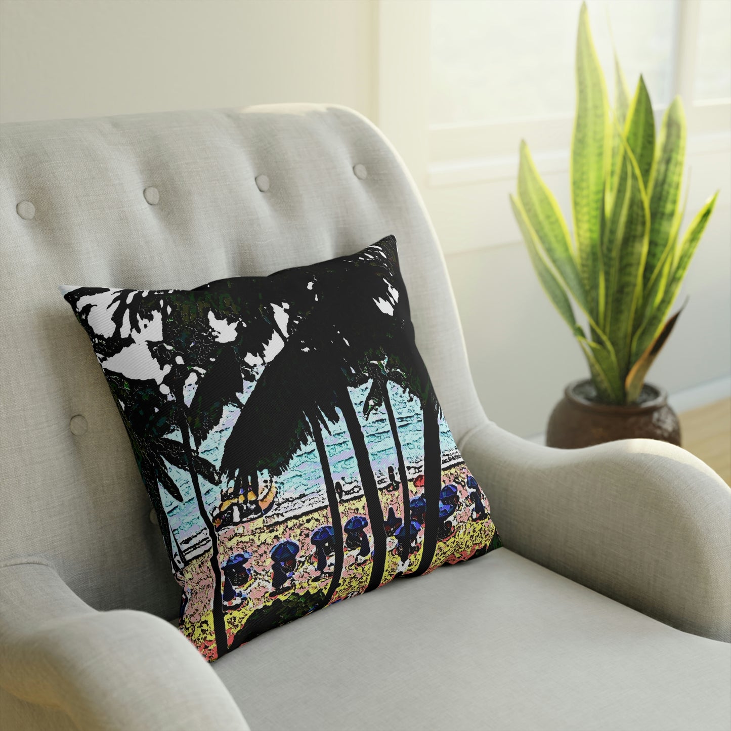 Cushion ... "A Beautiful Beach Amongst The Palms" ... The Outrigger Waikiki, Honolulu, Oahu ... Original Works ...