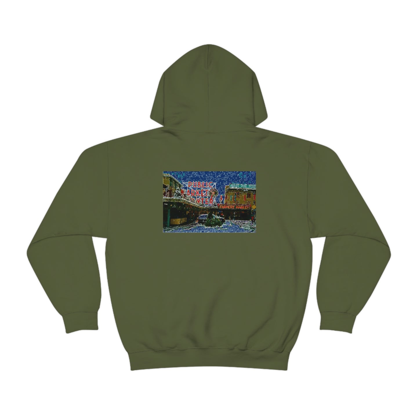 Unisex Heavy Blend™ Hooded Sweatshirt ... Pike Place Market: 'The Public Market', Seattle, Washington. Circa Fall 2013 ...
