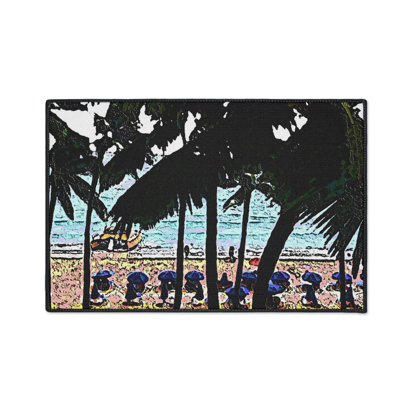 Heavy Duty Floor Mat ... "A Beautiful Beach Amongst The Palms" ... The Outrigger Waikiki, Honolulu, Oahu ... Original Works ...