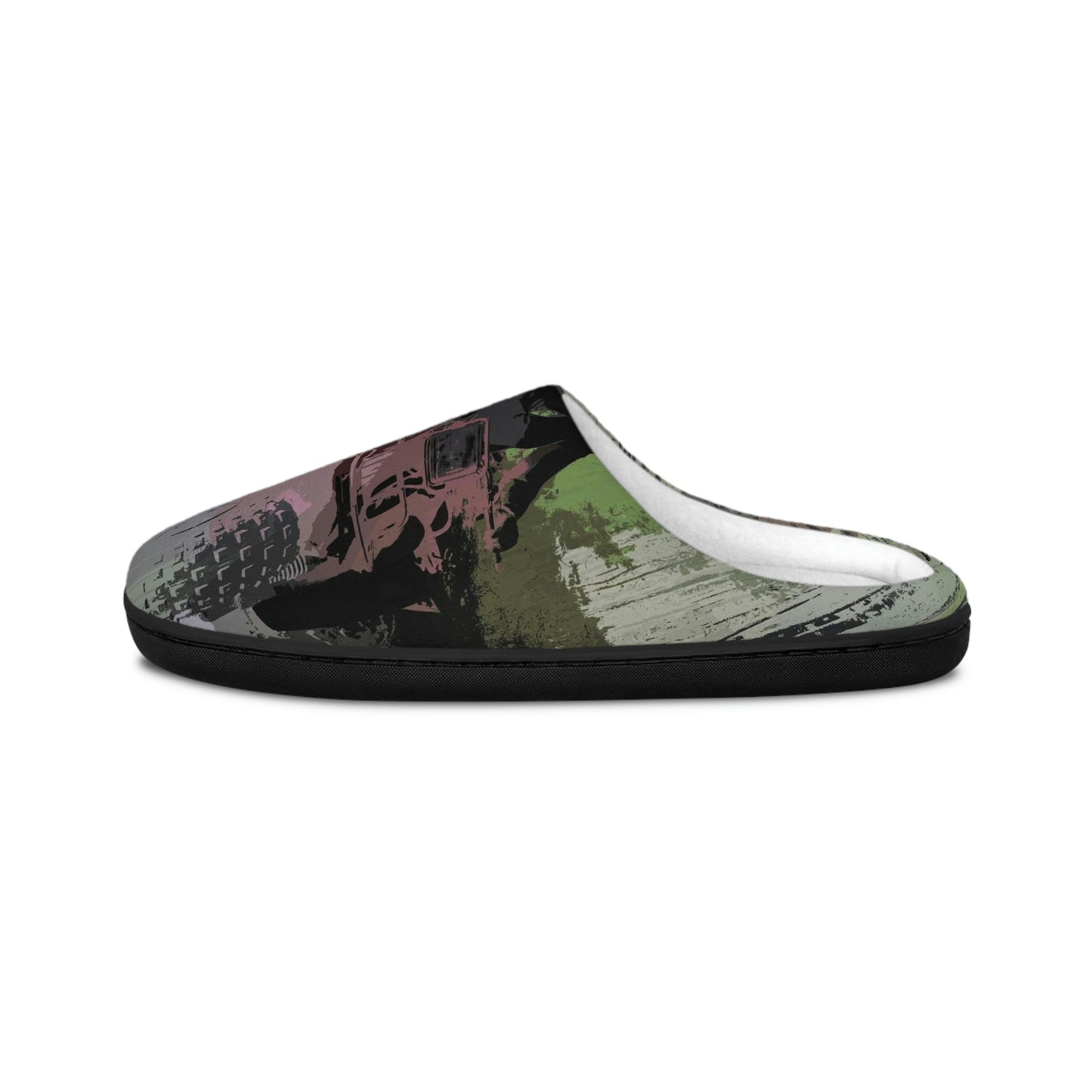 Men's Indoor Slippers ... 3-Wheeln' N' Groovin The Mountain Roads ... Central Idaho ... Original Works ...