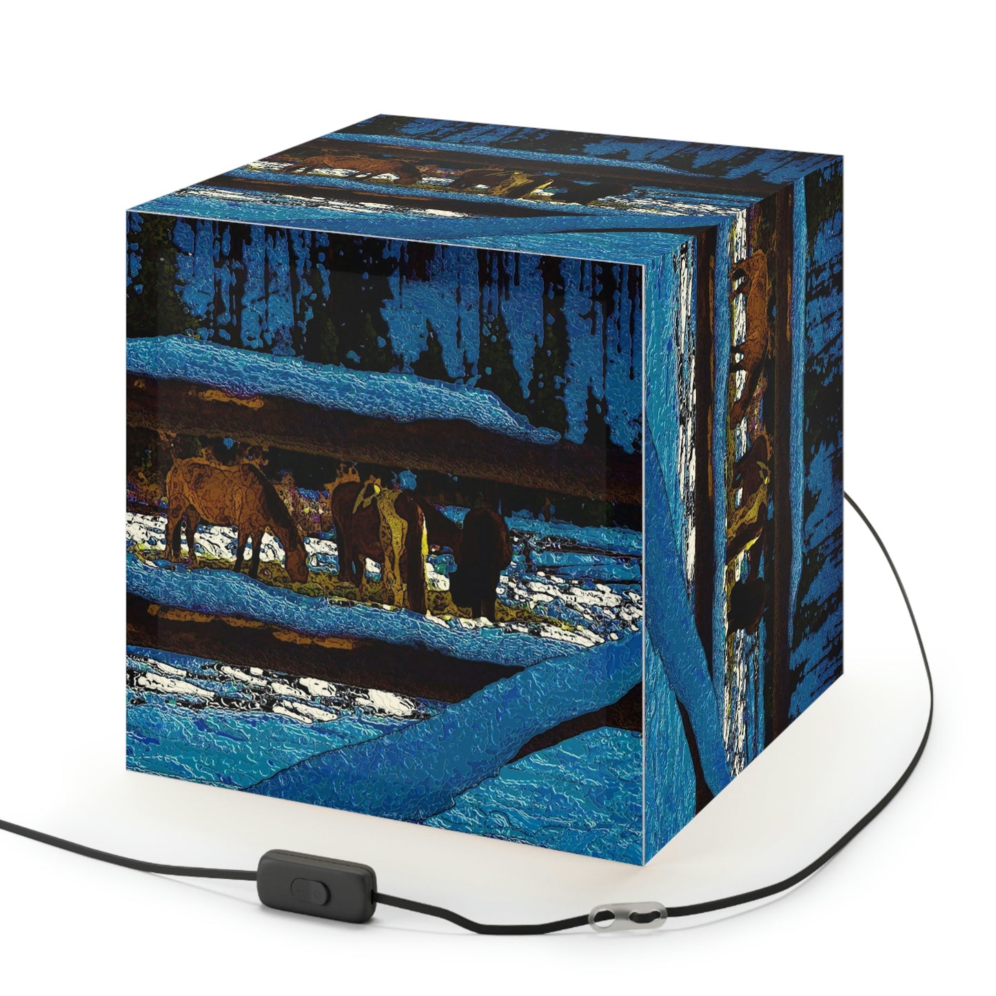 Light Cube Lamp ...  A Horse ... A Saddle ...  Foraging Through The Snow ...  An_Asses 'Cry' ... Central Idaho, November 2022 ...  Original Works ..