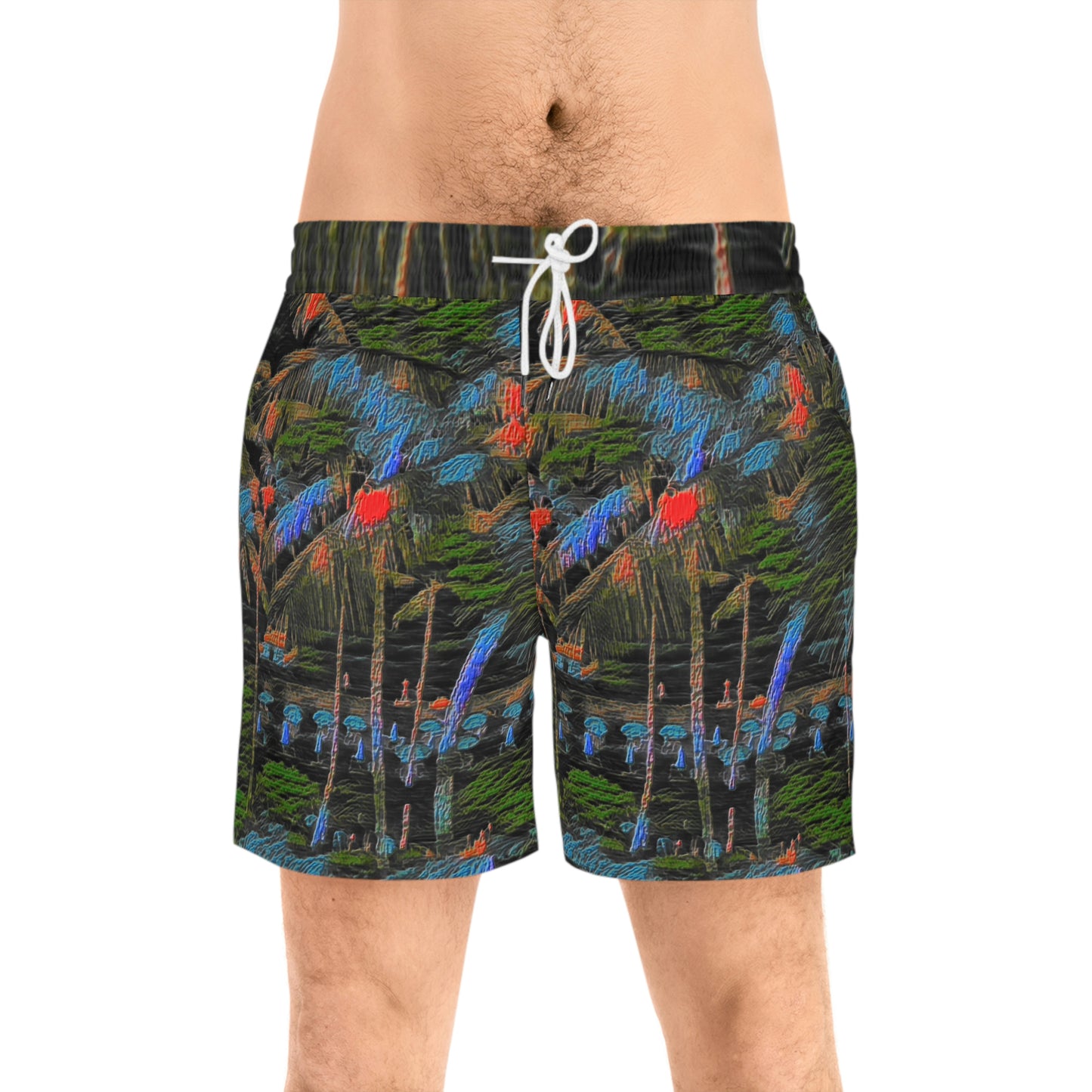 Men's Mid-Length Swim Shorts (AOP) ... "The Royal Hawai'ian: Waikiki Beach_Beach" ... Honolulu, HI ... October 2014 (Halloween) ... Original Works ...