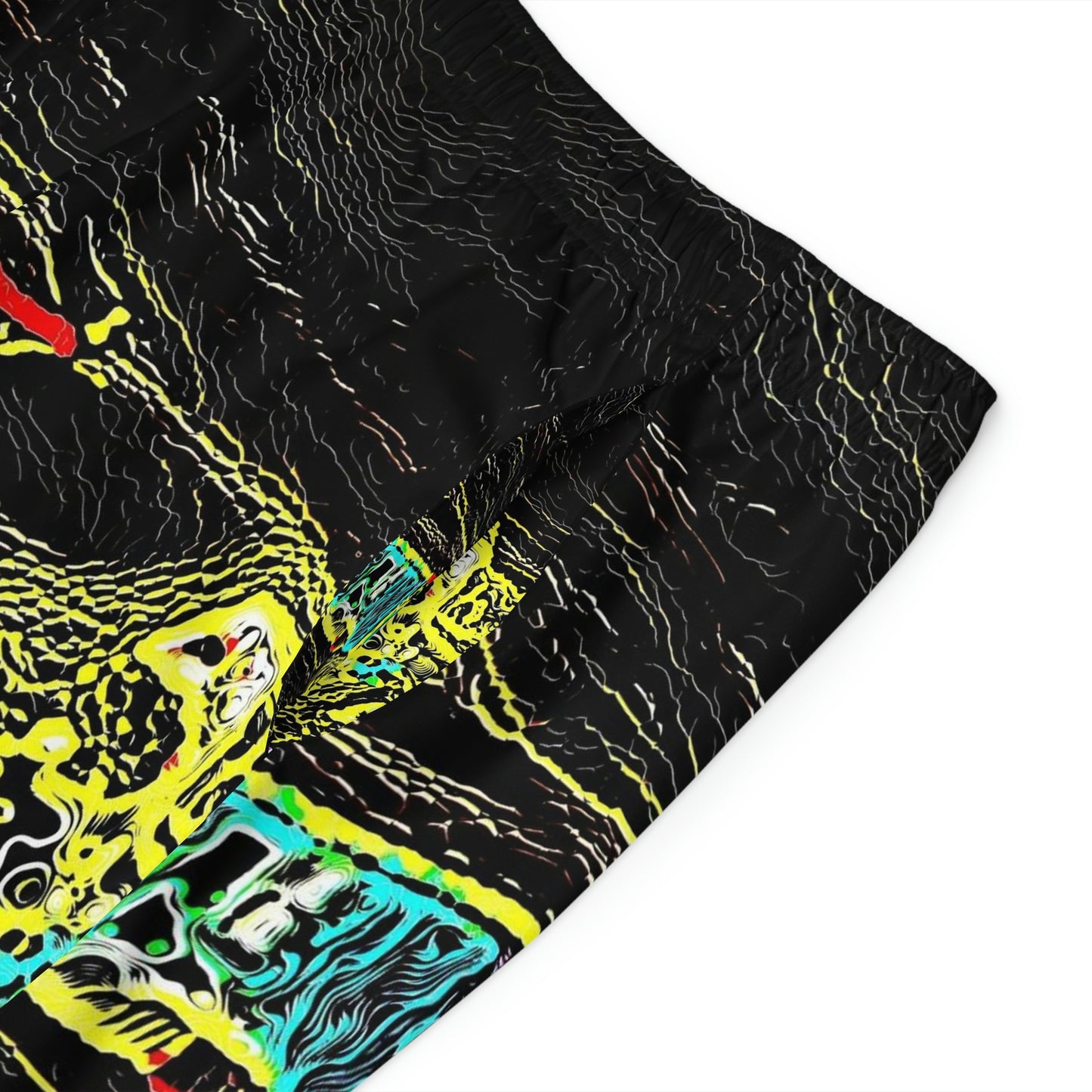 Men's Board Shorts (AOP) ... "Snow Vehicle In Snow Storm At-Rest" ... Circa 12Mar23 ... Central Idaho ... 18-Hours Rendering Time: Original Works ...