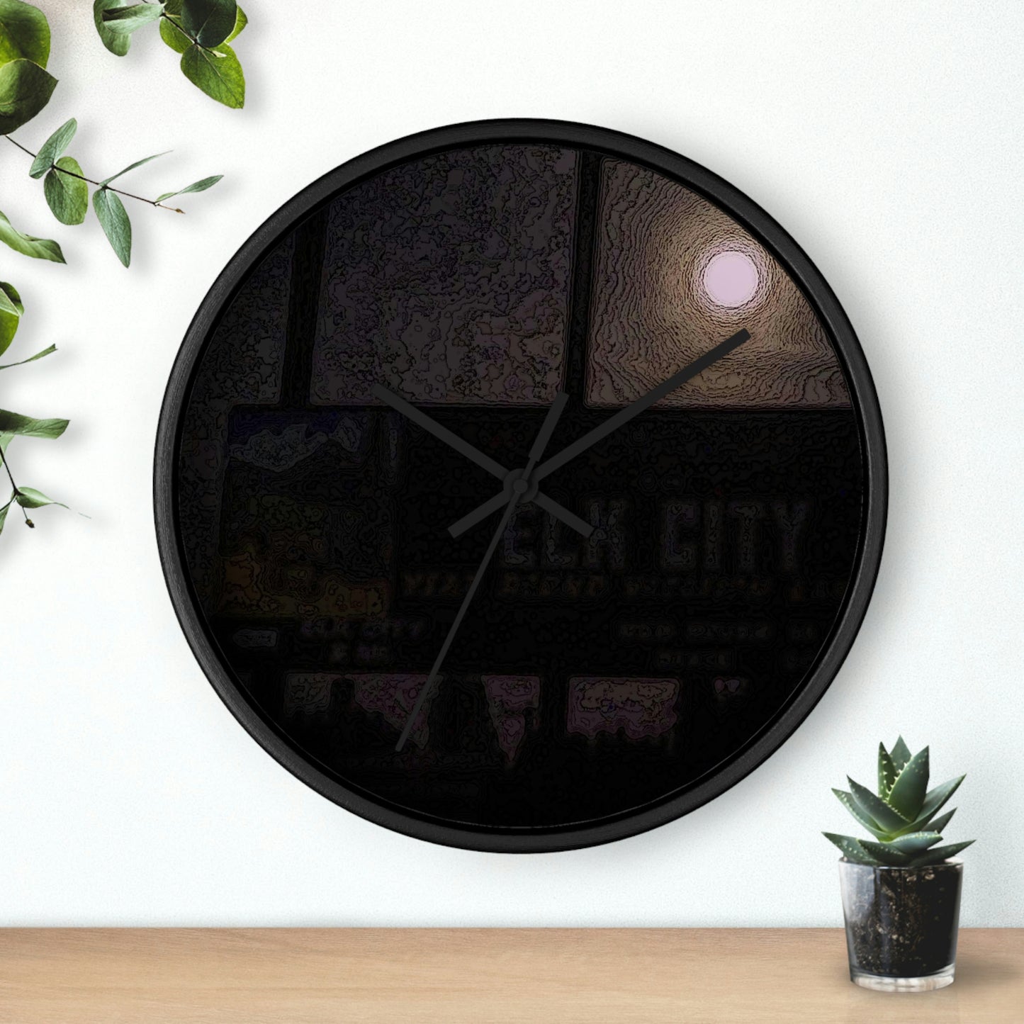 Wall clock ... Car Approaches From The Stern ... Moon Ascendary From The Bow ... "Two Friendly Travellers On A Cold Night Near Elk City" ... C