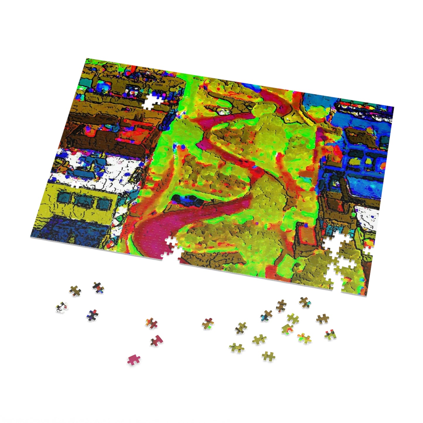 Jigsaw Puzzle (30, 110, 252, 500,1000-Piece) ... A Crazy Street ... 'Eight Winding Curve-Switchbacks' ... "Lombard Street, San Francisco, CA' ... Family Archives: 1970's ... Original Works ...