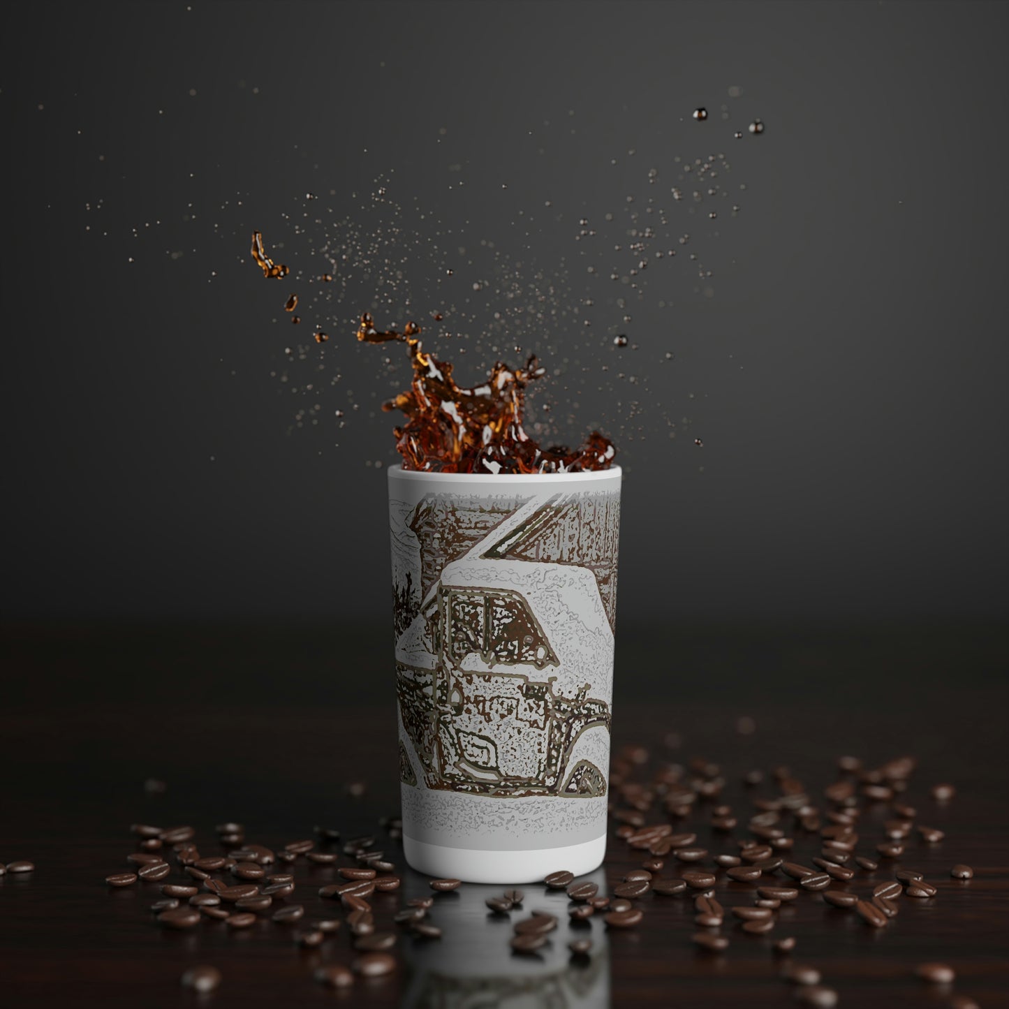 Conical Coffee Mugs (3oz, 8oz, 12oz) ... After An Intense Snow Storm ... 'Digging Out' ... A Vehicle & Cabin "In The Mountains" ... March 2023 ... Original Works ...
